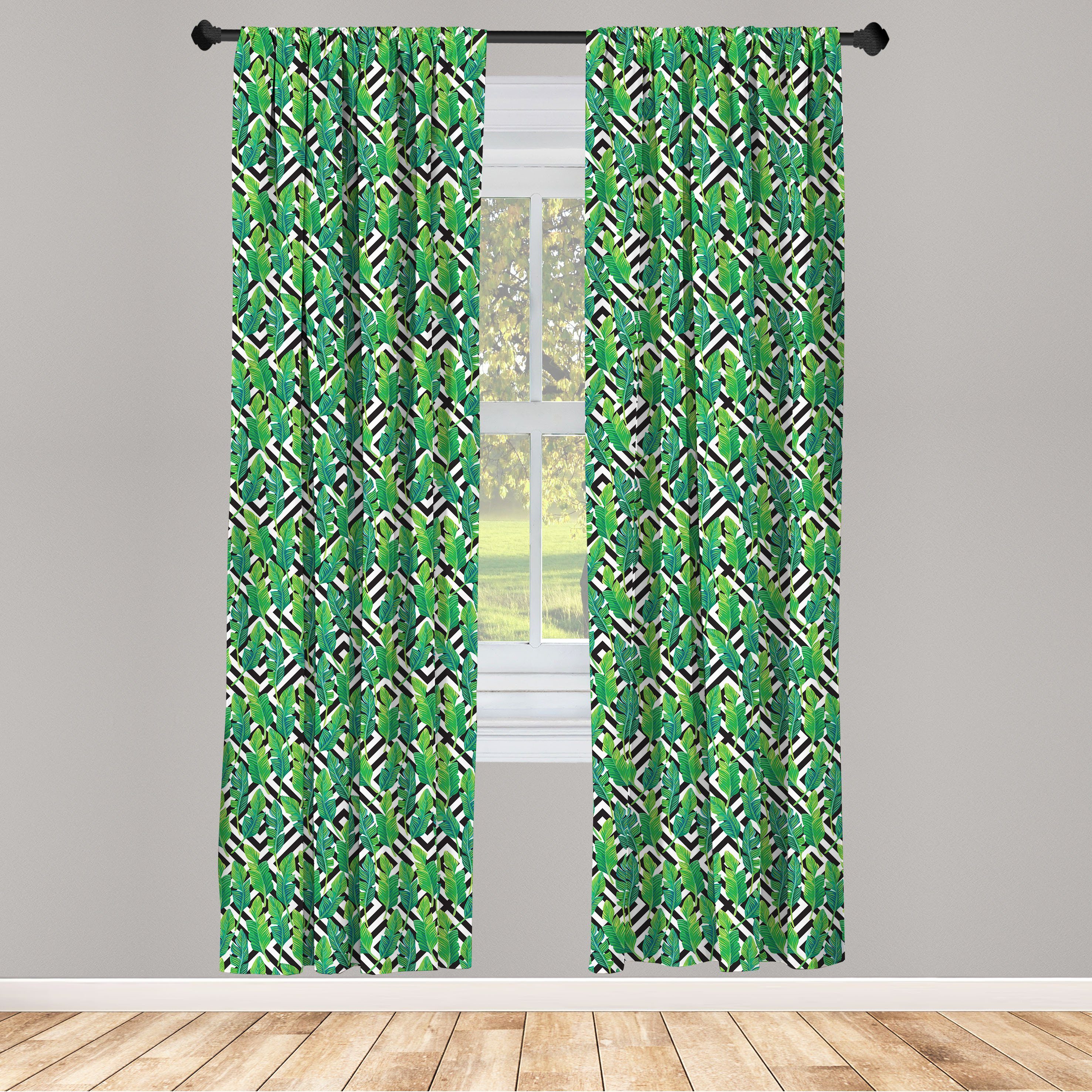 Gardine Vorhang für Wohnzimmer Schlafzimmer Dekor, Abakuhaus, Microfaser, Minimalistisch Banana Blätter auf Moderne
