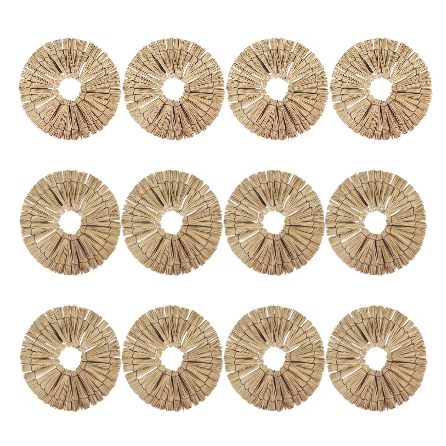 Marrakesch Orient & Mediterran Interior Wanddekoobjekt Wanddekorationen mit runder Form, aus Rattan, 12er-Set, in Beige 22 cm (12 St), Handarbeit