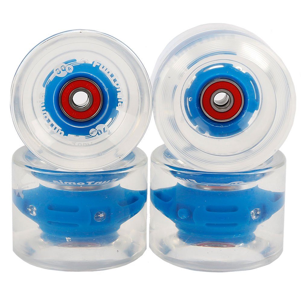 FunTomia Longboard FunTomia Wheels) 70x51mm 80A und LED Magnet Rollen (LED) blau Mach1® Spacer Rollenhärte in (Big Longboard/Skateboard 4 inkl. 80A Stück Kugellager