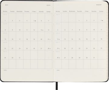 MOLESKINE Buchkalender, 12 Monate Tageskalender 2024, A6, 1 Tag = 1 Seite, Fester Einband