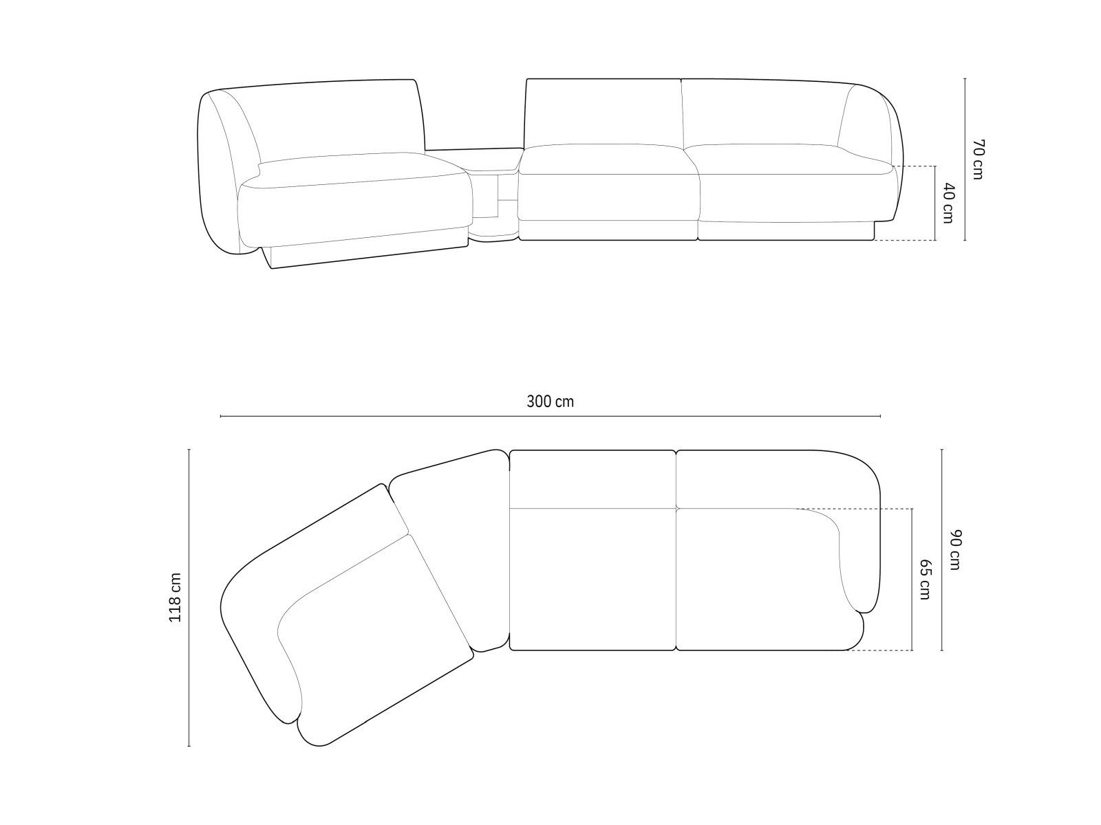 Micadoni Sofa Miley, modular 3-Sitzer