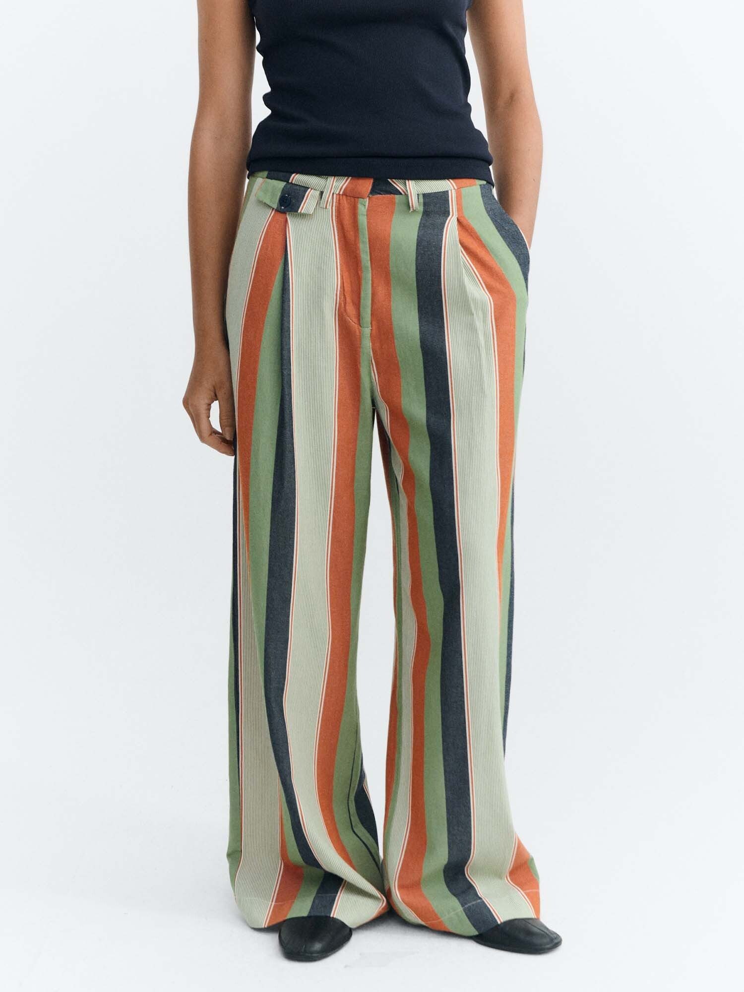 Thinking Mu Bundfaltenhose Striped Pat Pants