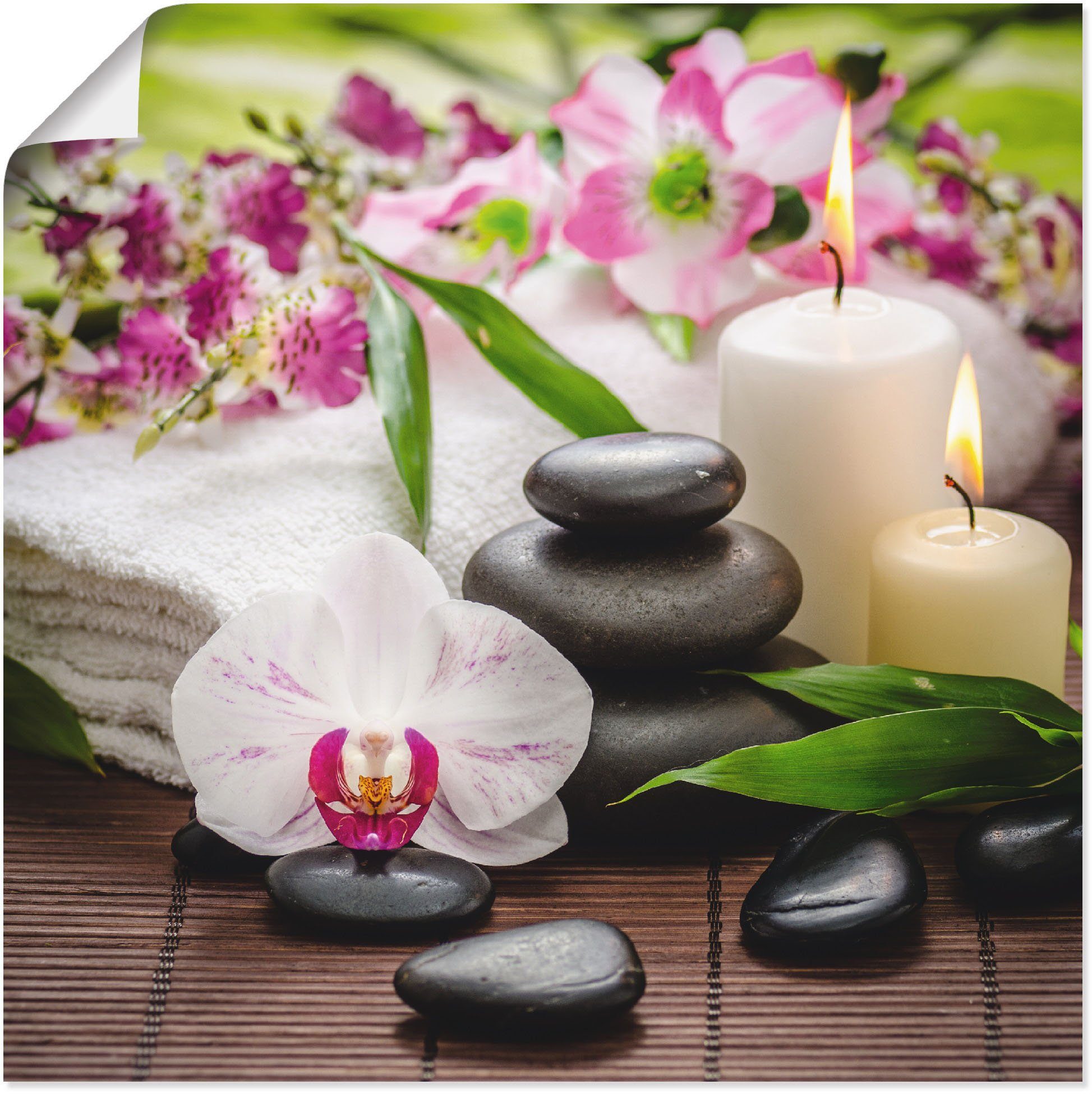 Wandbild Spa Orchideen Bambus Kerze