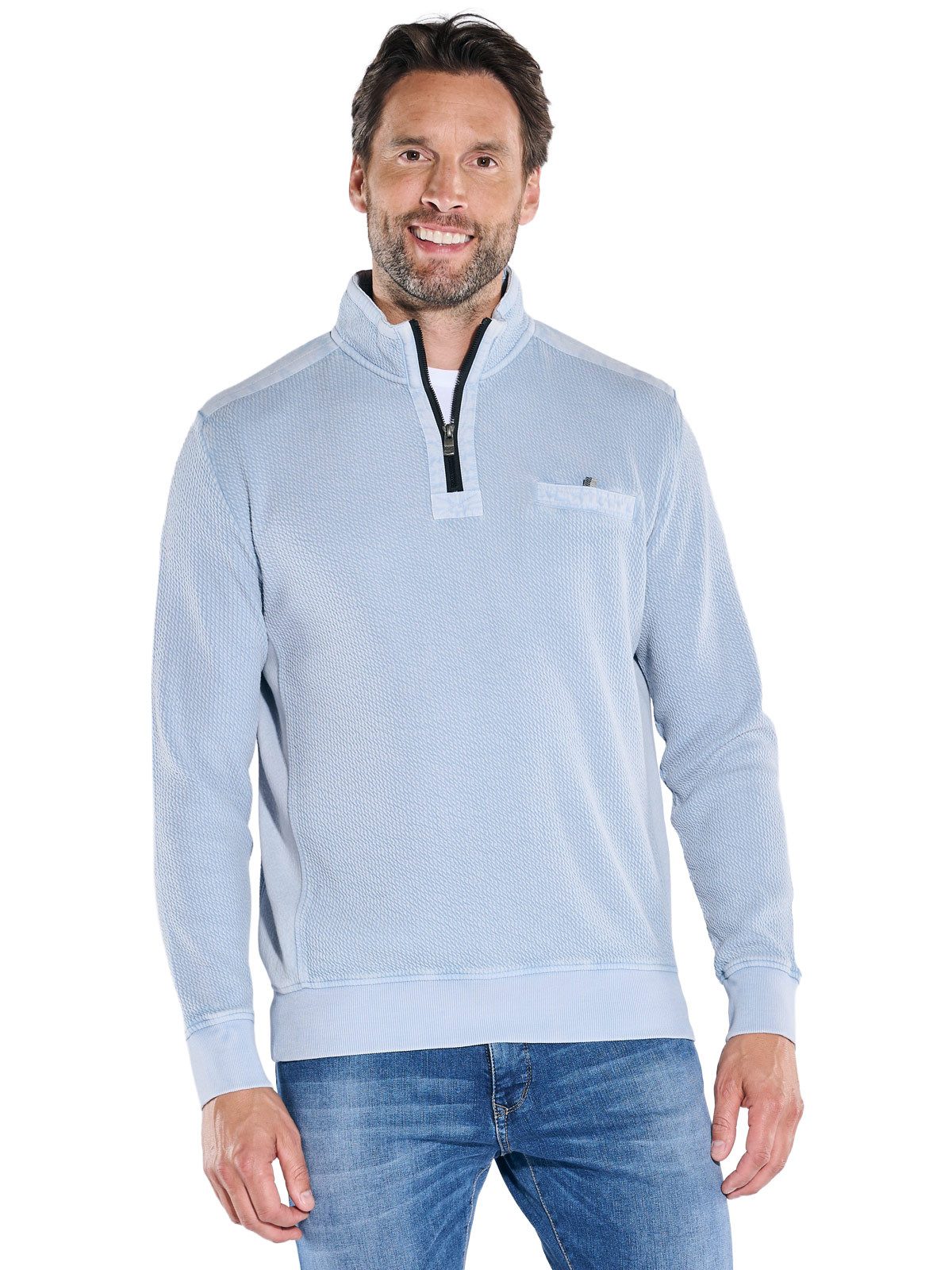 Engbers Sweatshirt engbers Herren Sweatshirt Stehbund, Hellblau