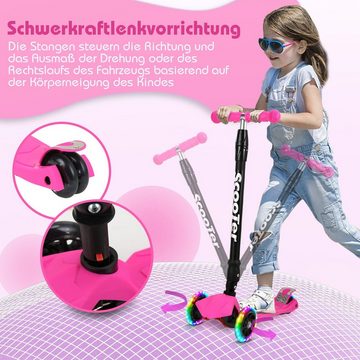 Randaco Scooter Faltbarer Kinderroller Tretroller mit 3 LED-Rädern Höhenverstellbar