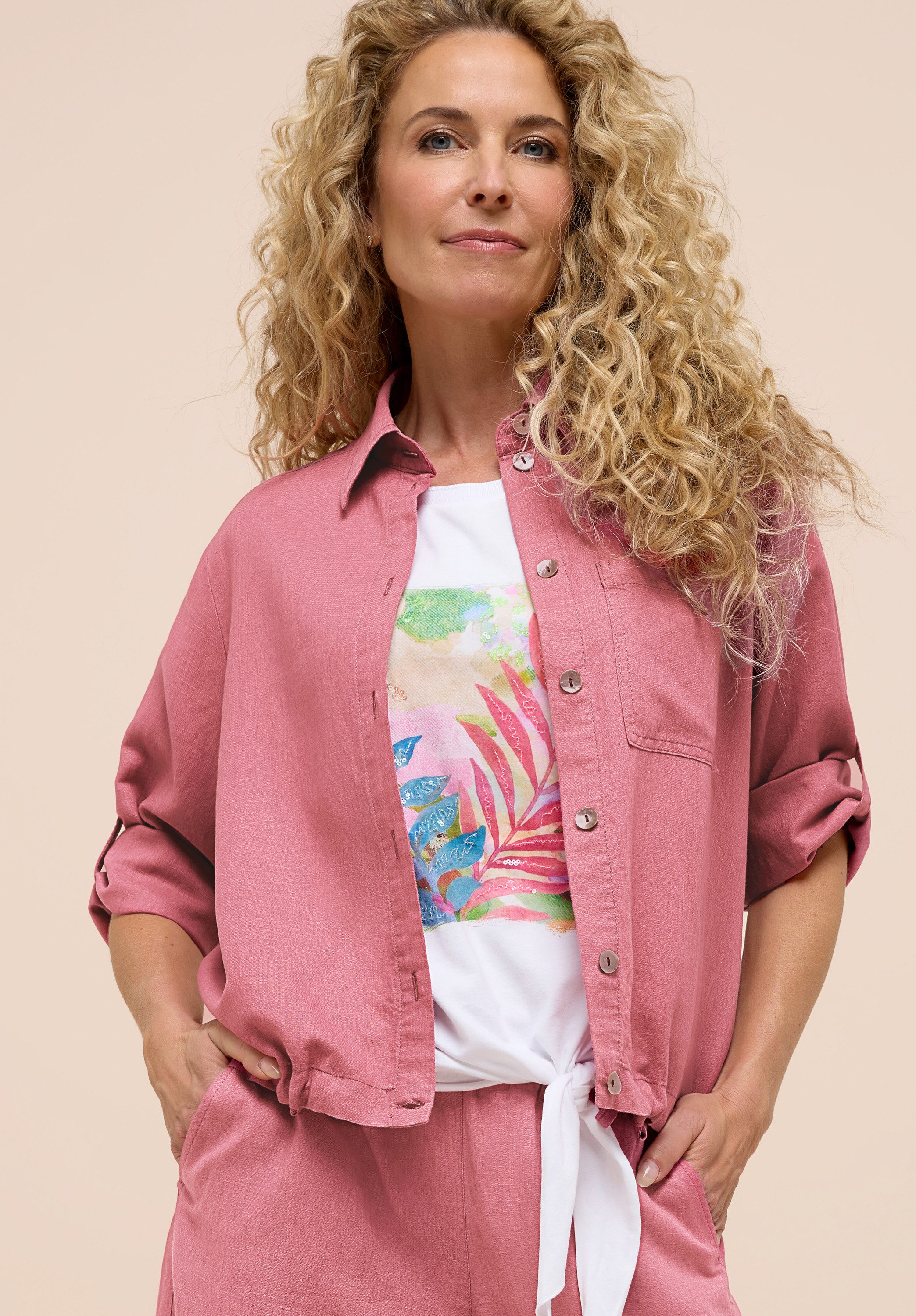 bianca Hemdbluse ALICE legere Blusenjacke mit Krempelärmeln