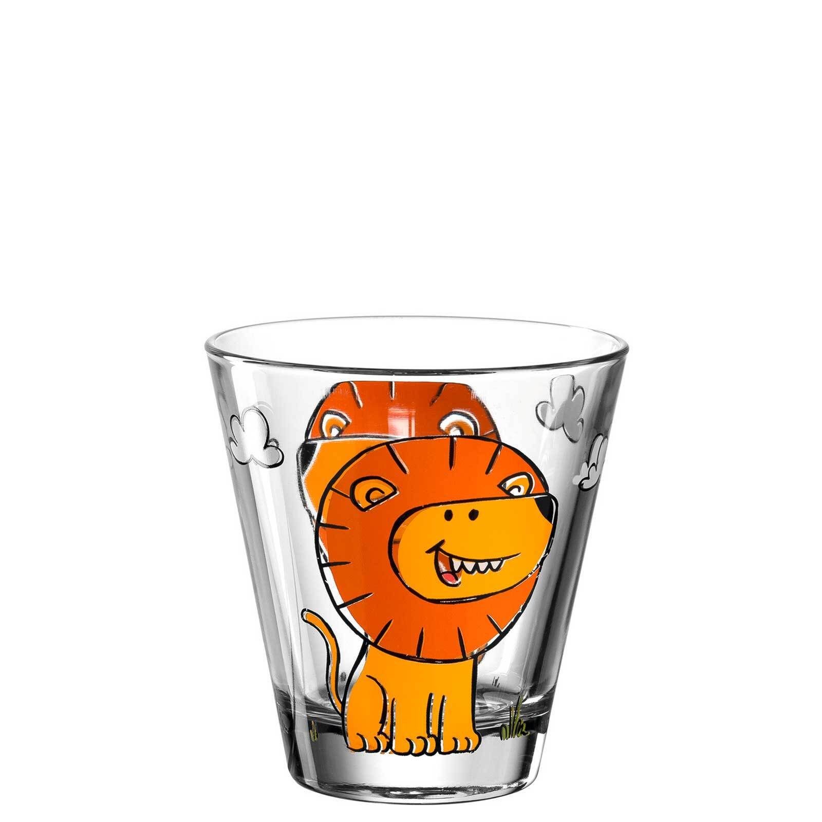 LEONARDO Kinderbecher Bambini Glas 215 Kinderbecher ml Löwe 6er Set