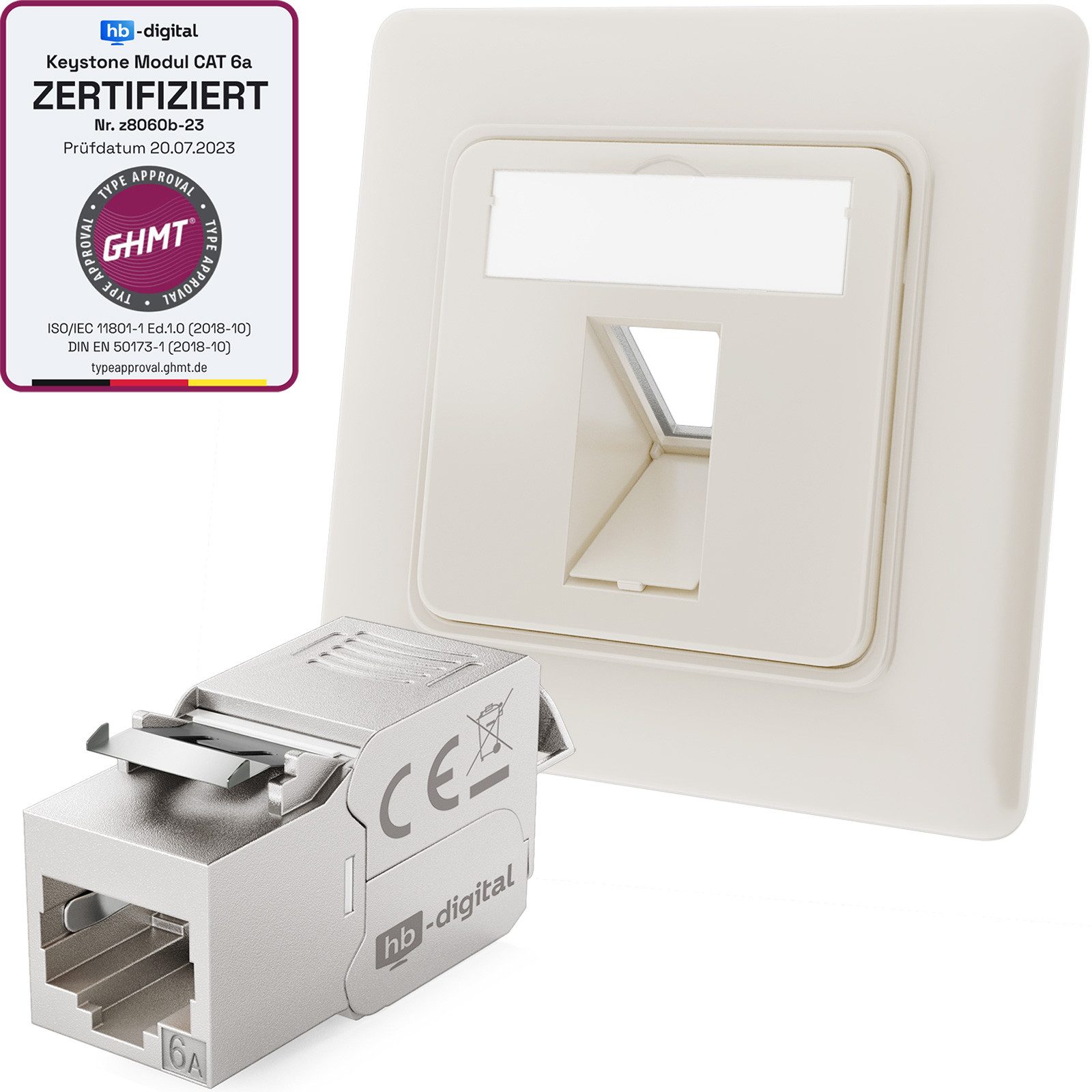 Datendose 1 Port mit Keystone CAT 6a RJ45 Unterputz RAL9010 Netzwerk-Adapter