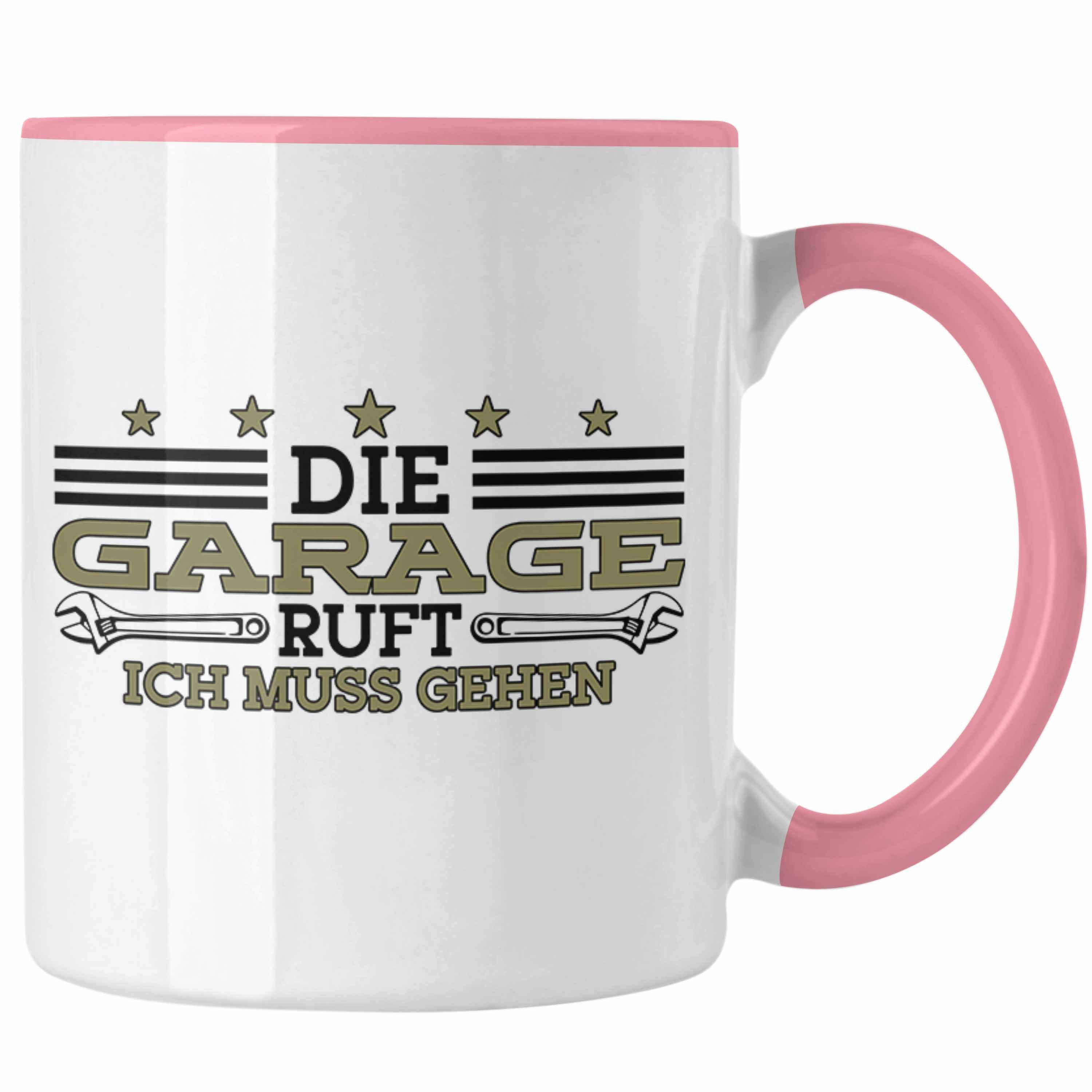Trendation Tasse Handwerker Tasse Garage Geschenkidee Papa Opa Geschenkidee Die Garage Rosa | Teetassen