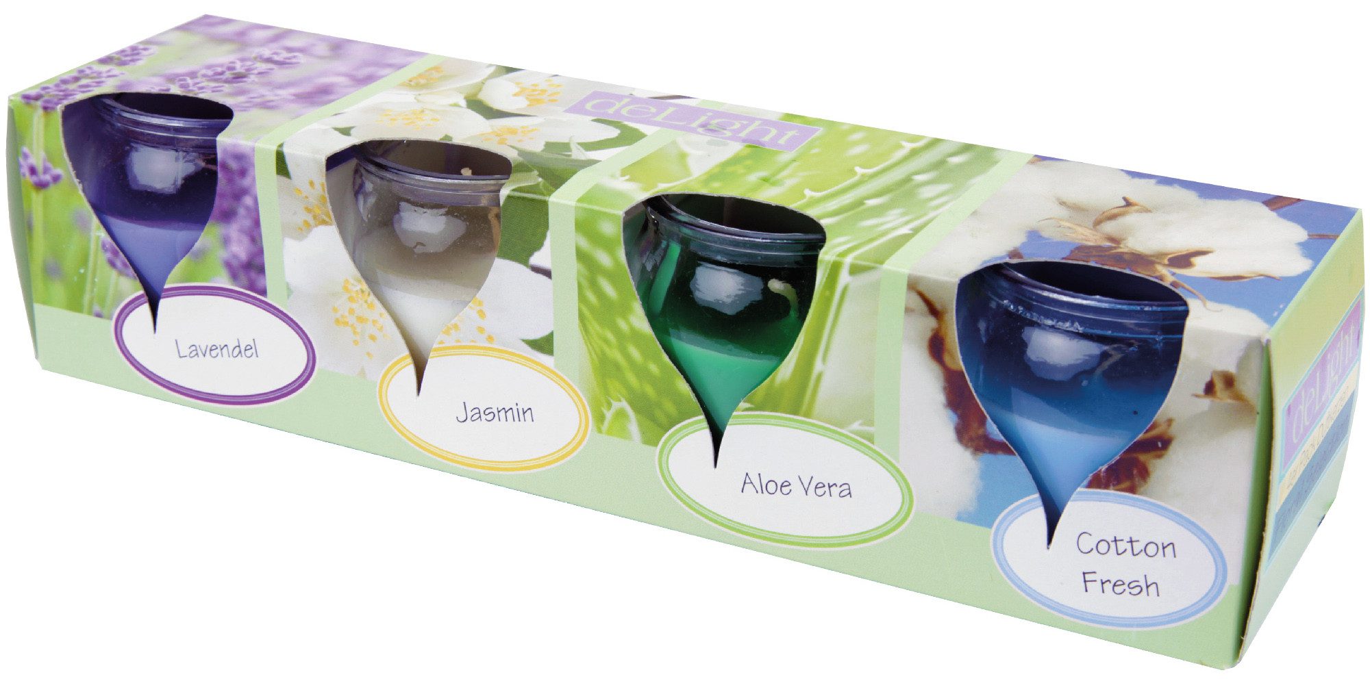 HS Candle Duftkerze Selection Duftmix im Glas (Set, 4-tlg), Floral Selection, Duftnote blumig, Ø6x6cm, 18h, für entspannte Momente