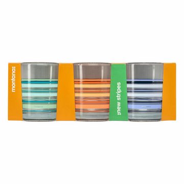 montana-Glas Becher :new stripes 3er Set, 240 ml, Kalk-Natron-Glas