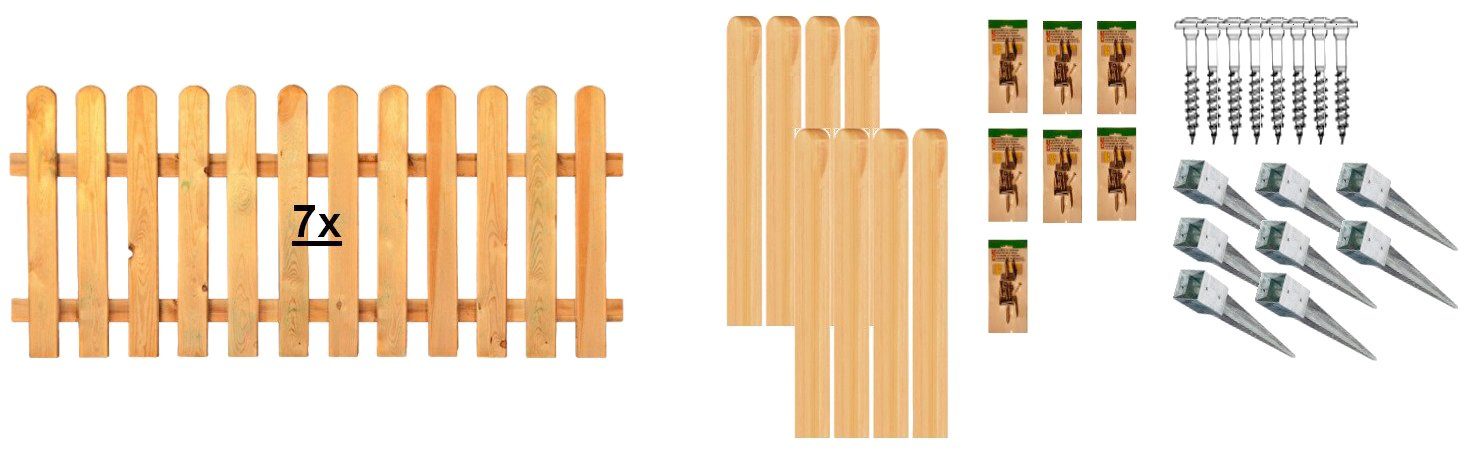 Tetzner & Jentzsch Lattenzaun Houston 5, (Set), 7 Elemente, LxH: 1332x80 cm