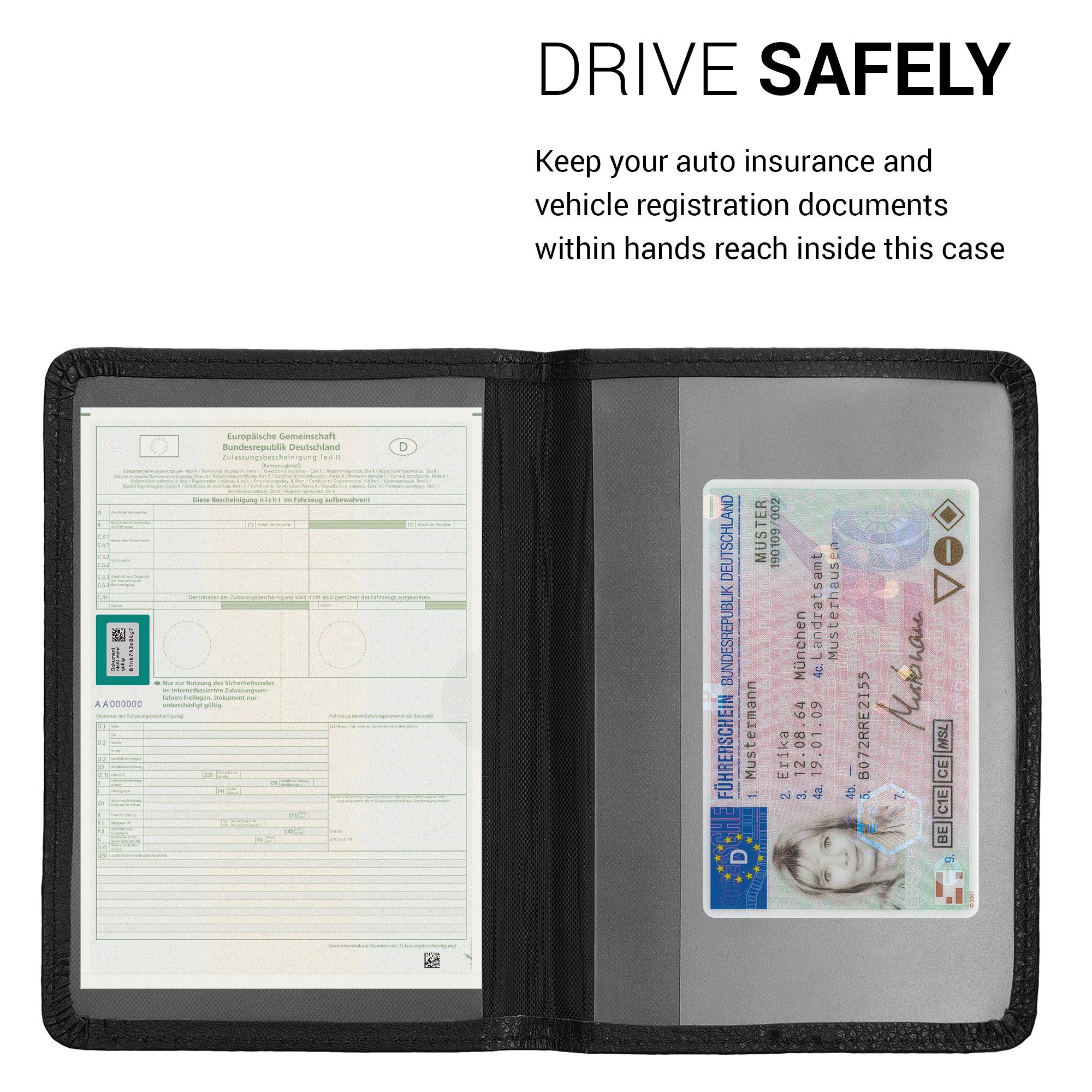 kwmobile Etui Fahrzeugschein Hülle mit Kartenfächern, Kunstleder Etui Tasche Zulassungsbescheinigung
