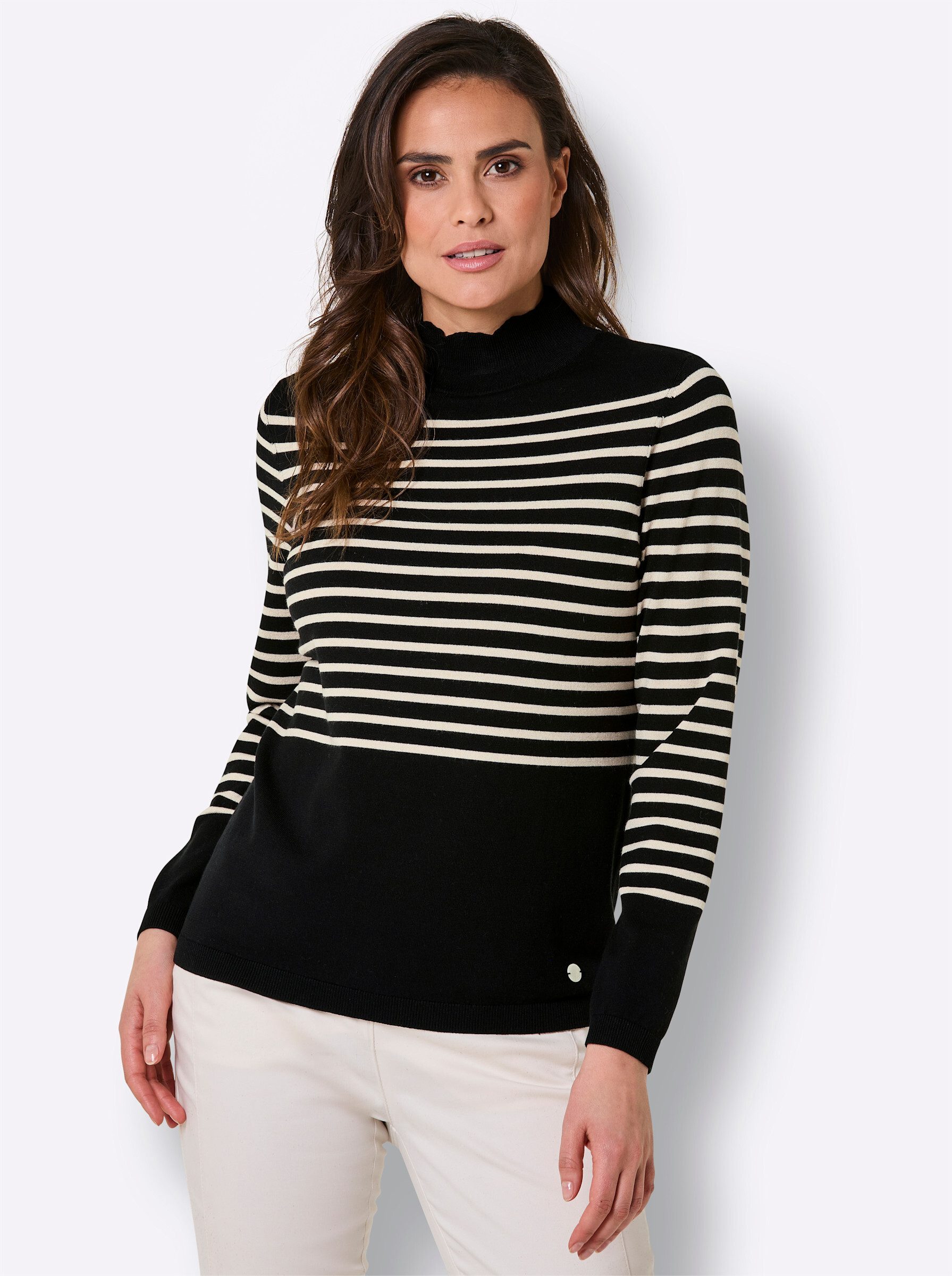 Strickpullover Lyocell-Mix-Pullover Langarm Jersey