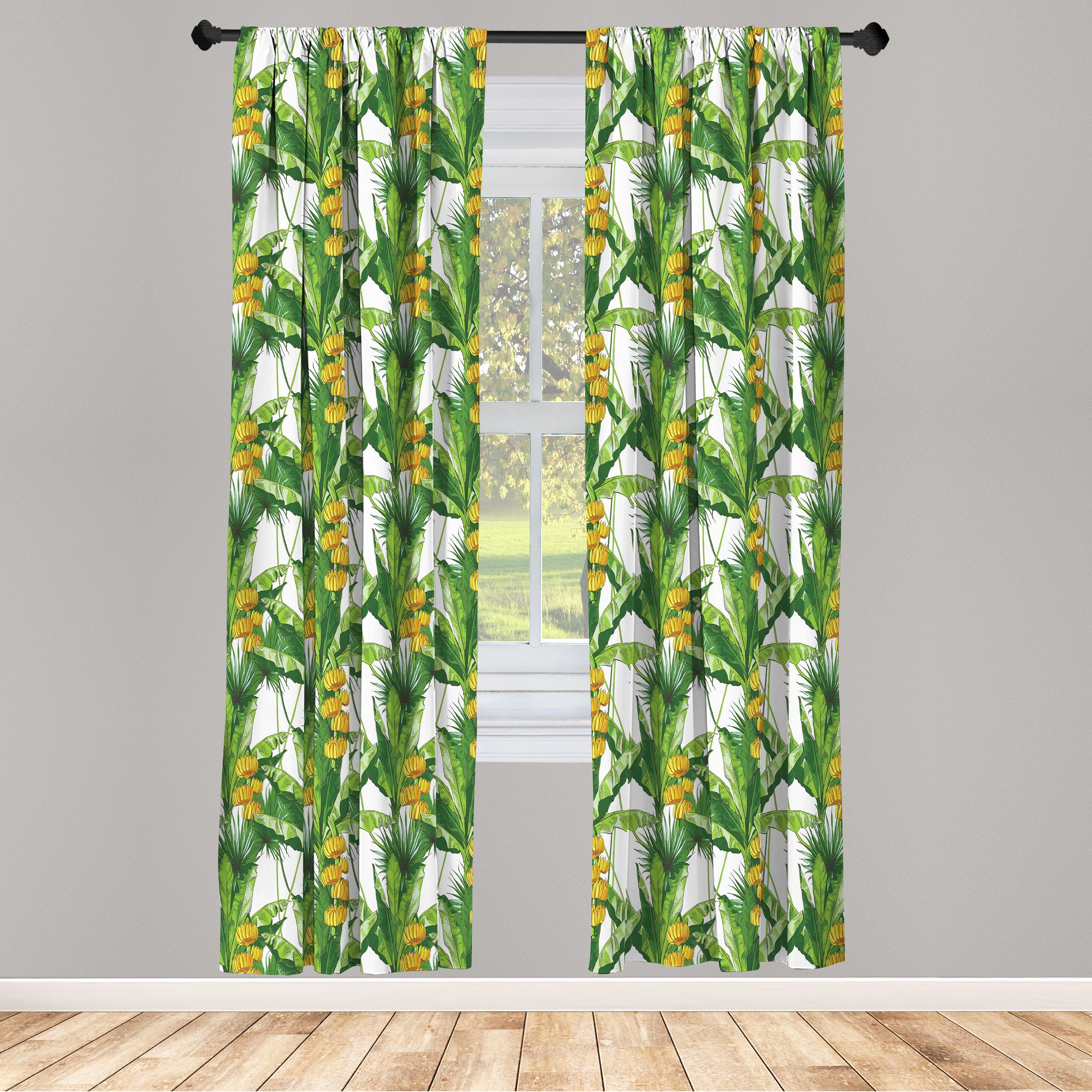 Gardine Vorhang für Wohnzimmer Schlafzimmer Dekor, Abakuhaus, Microfaser, Exotisch Regenwald tropischer Blatt-