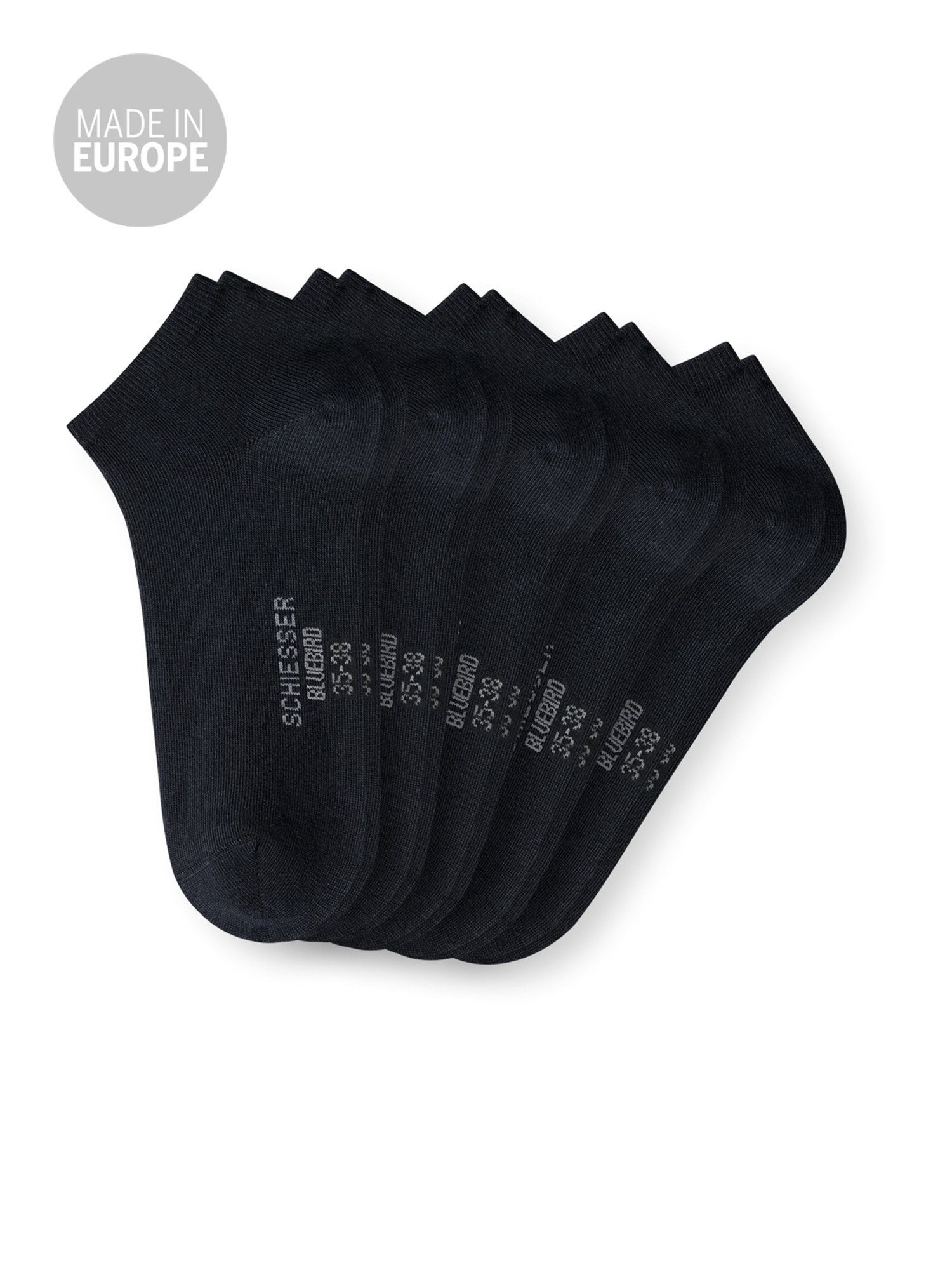 (5-Paar) Bluebird Schiesser schwarz Sneakersocken