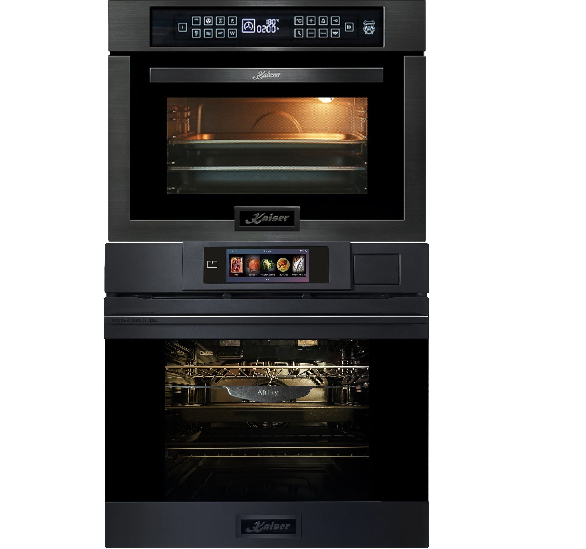 Kaiser Küchengeräte Backofen-Set XXL Multi 37,Multifunktions-Elektro-Dampfbackofen mit Dampfreinigung, 60 cm+Einbau-Mikrowelle 45 cm Hoch,TouchControl, Heißluftsystem, Infrarotgrill,22 Funktionen EH 6341+EM 6307 RS, mit 1-fach-Teleskopauszug