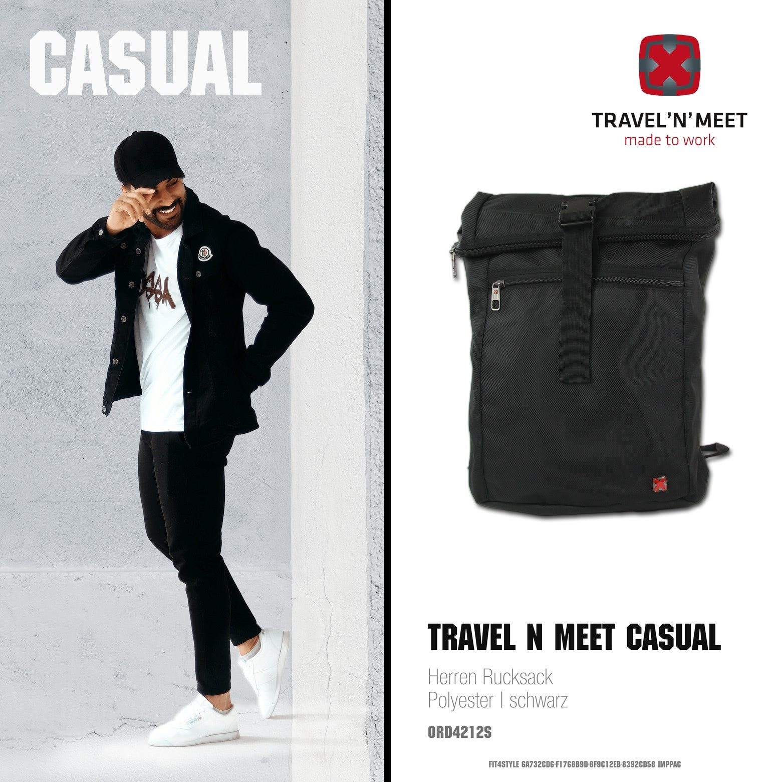 Travel N Meet Reisetasche Travel N Meet Freizeitrucksack, Rucksack (Freizeitrucksack), Herren Freizeitrucksack Polyester, schwarz ca. 50cm hoch