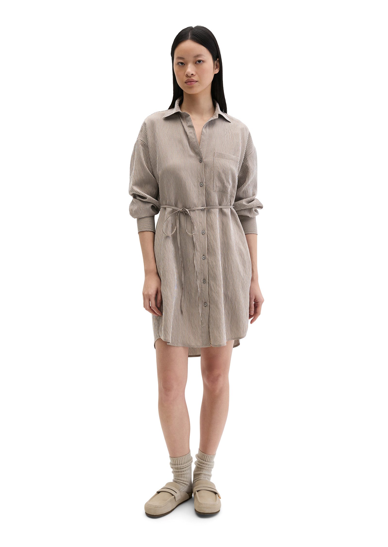 Marc O'Polo Blusenkleid Gestreiftes Crinkle-Blusenkleid regular fit aus LENZING™ ECOVERO™ – Bild 4 von 5