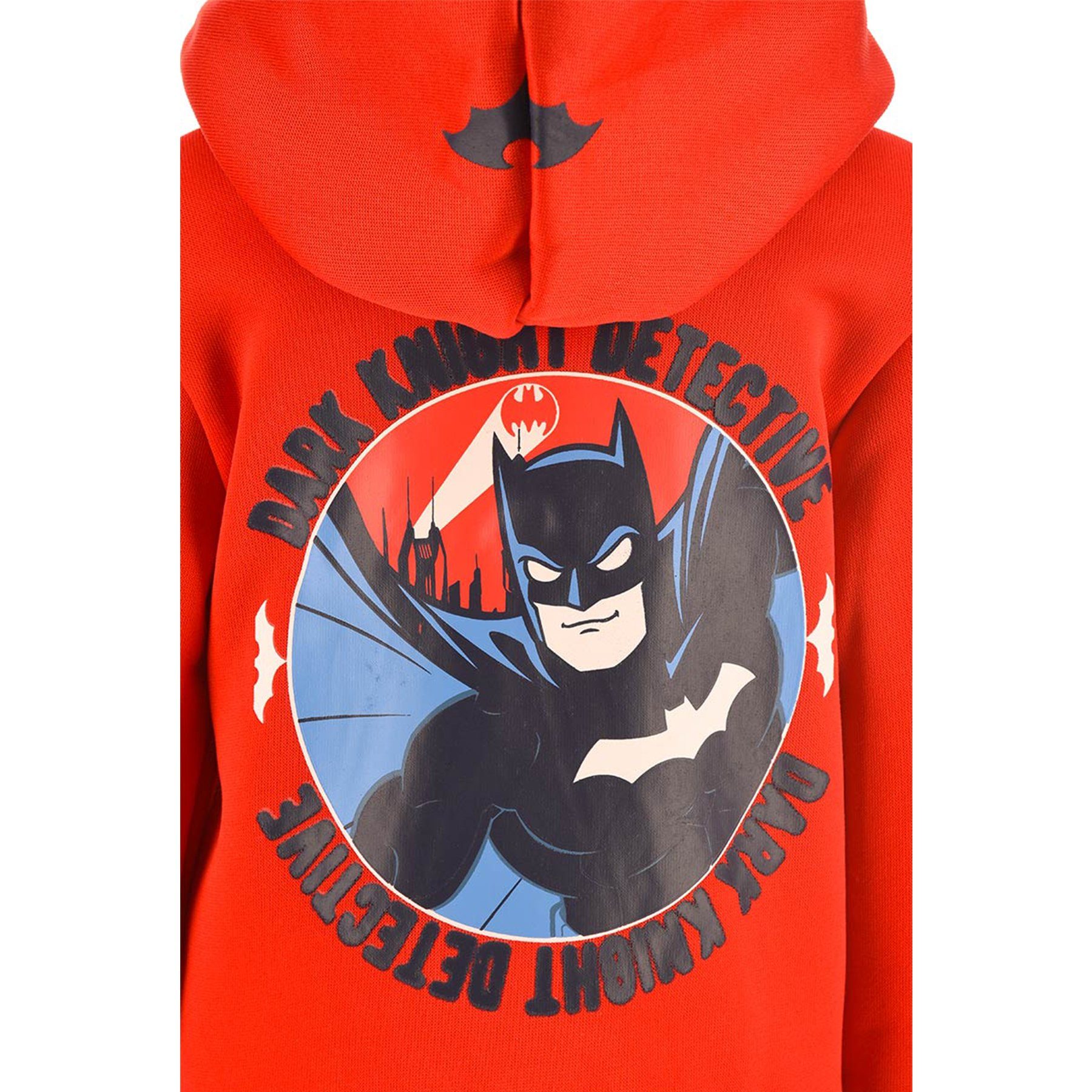 Batman Kapuzensweatjacke Dirk Knight Sweatjacke Kapuzenjacke Reißverschluss Hoodie Pullover-Jacke Kapuze Rot