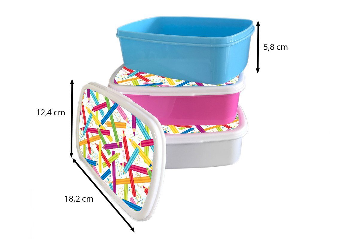 Kunststoff Snackbox, rosa MuchoWow Muster Kinder, Bleistift Brotdose Lunchbox für Brotbox - Erwachsene, - Kunststoff, (2-tlg), Regenbogen, Mädchen,