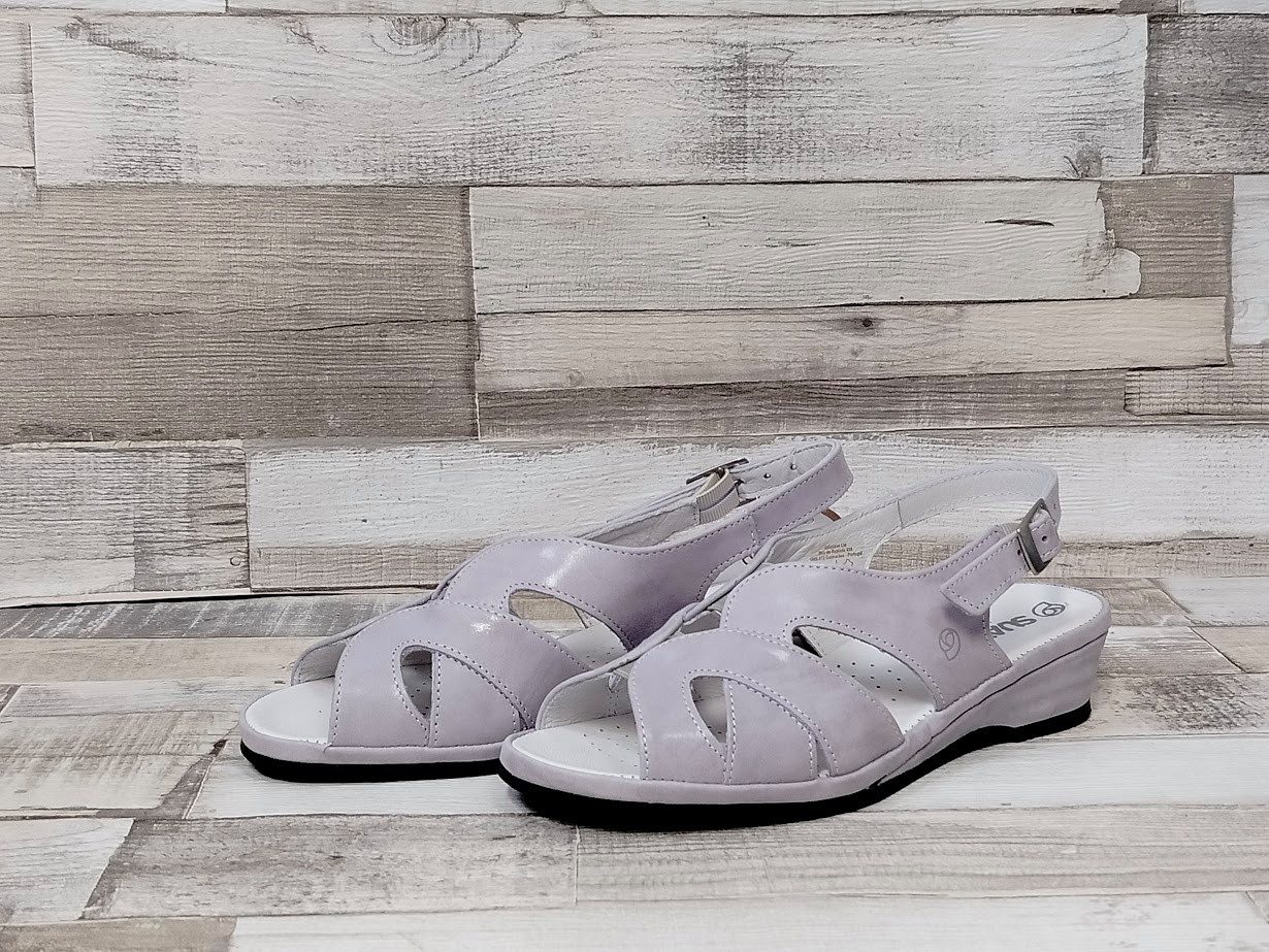 Suave suave Damen Sandale steingrau mit leichter Keilsohle 40 Sandalette