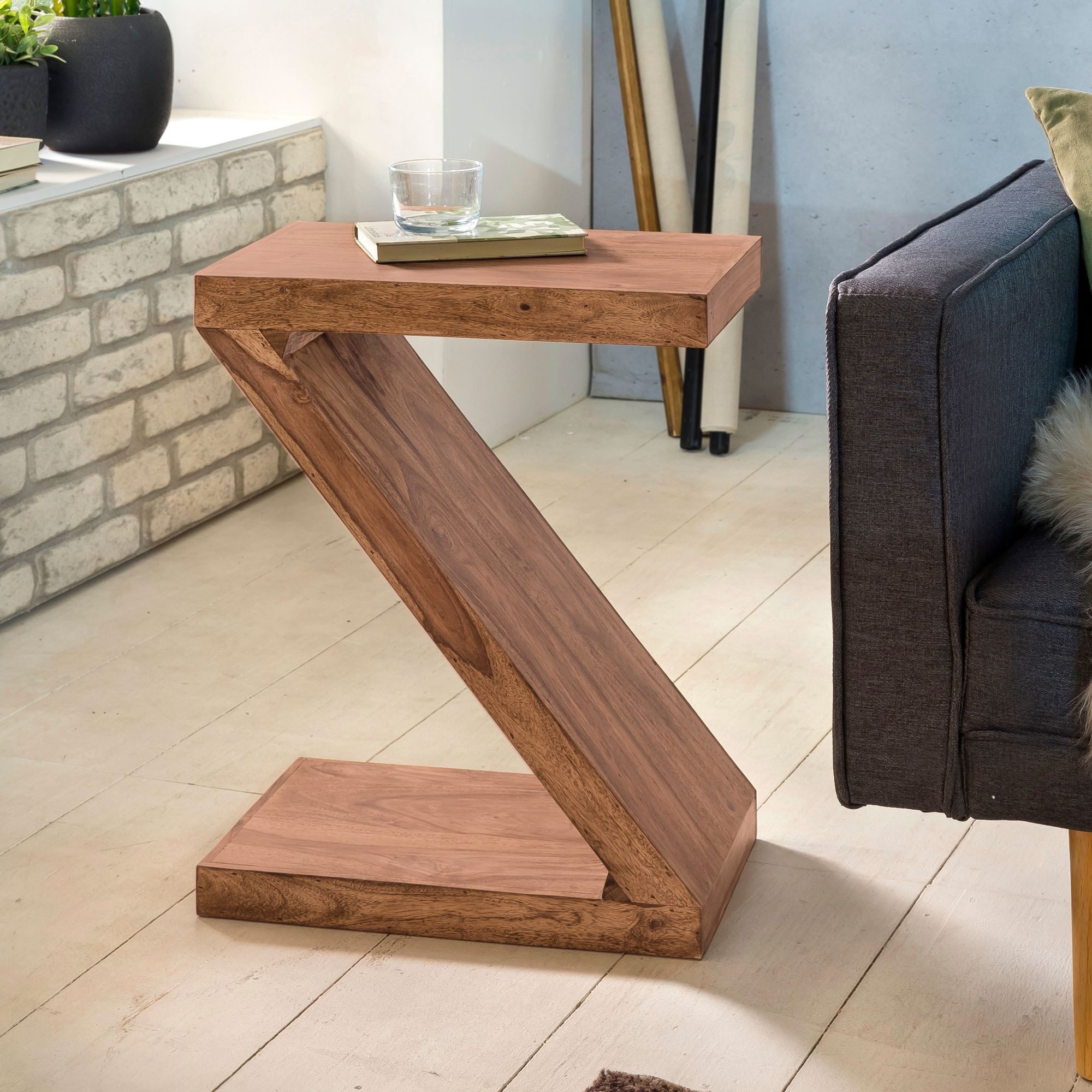 FINEBUY Beistelltisch SuVa2404_1 (MUMBAI Massivholz 60 günstig online kaufen