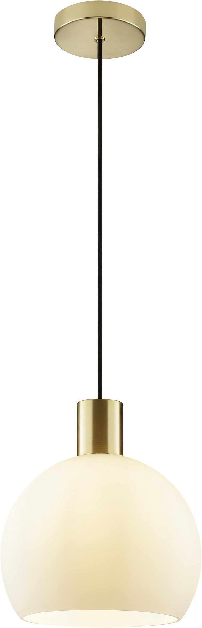 Brilliant Pendelleuchte Cony, ohne Leuchtmittel, Ø 25 cm x H 120 cm, E27 Fassung, Metall/Glas, messingfarben/opal weiß