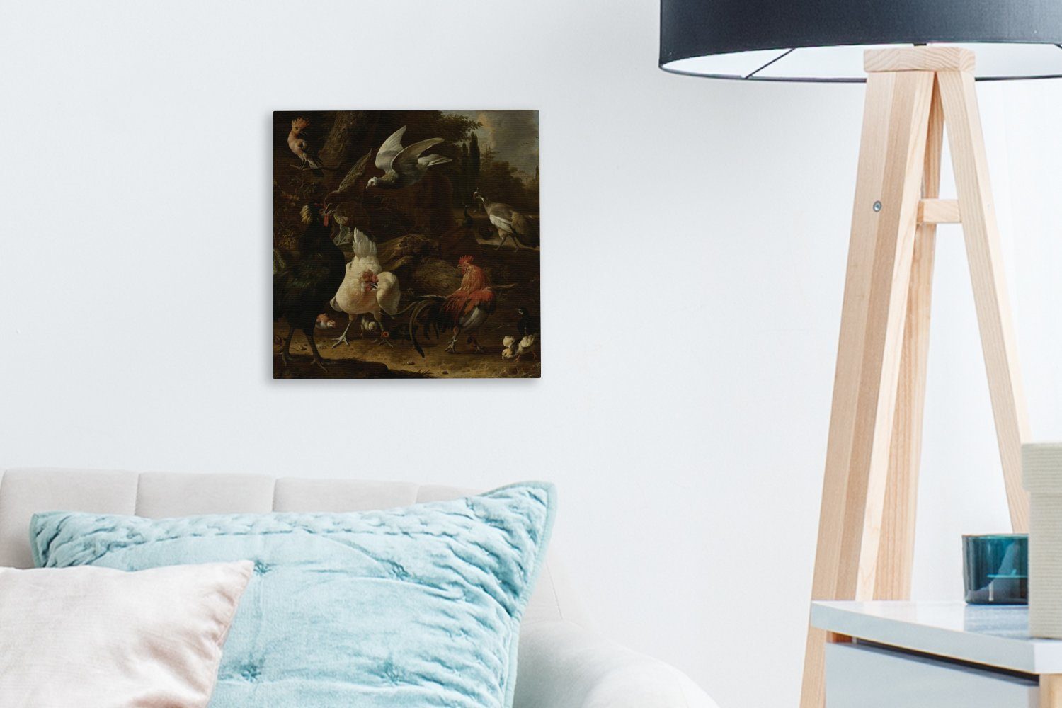 OneMillionCanvasses® Leinwandbild Bilder Gemälde Wohnzimmer Melchior d'Hondecoeter, in St), Schlafzimmer Park - (1 von einem Leinwand Vögel für