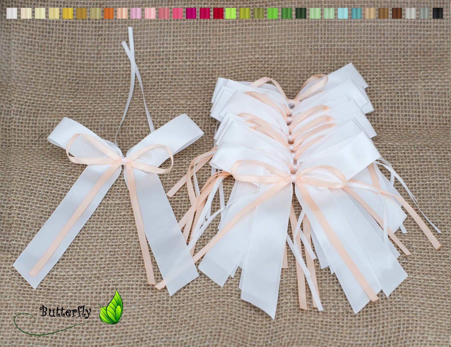Creativery Geschenkband, Autoschleifen Hochzeit 11x16cm 10 Stück Apricot