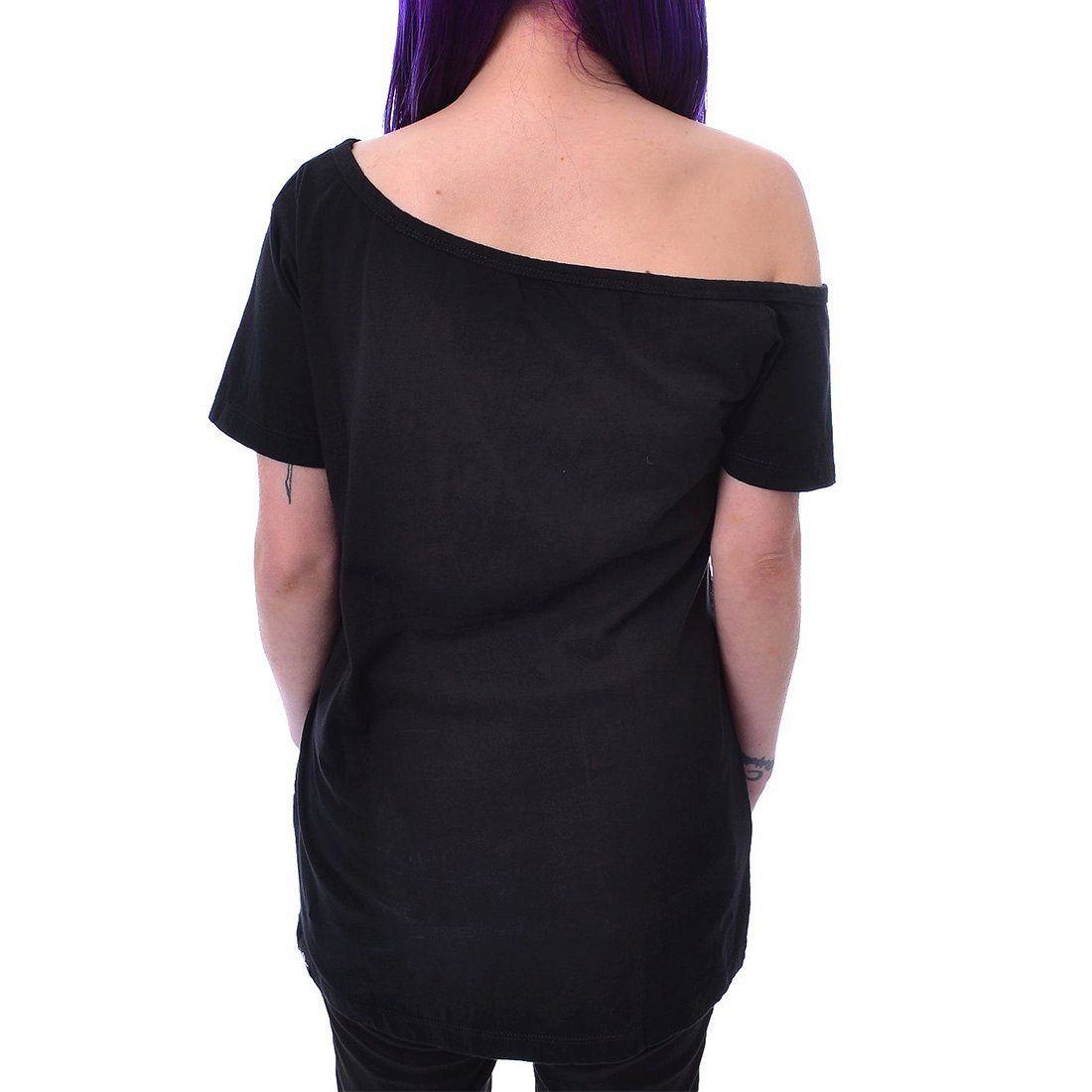 Heartless One-Shoulder-Top Tarot Karte Oberteil Gothic Okkult Skull Shirt günstig online kaufen