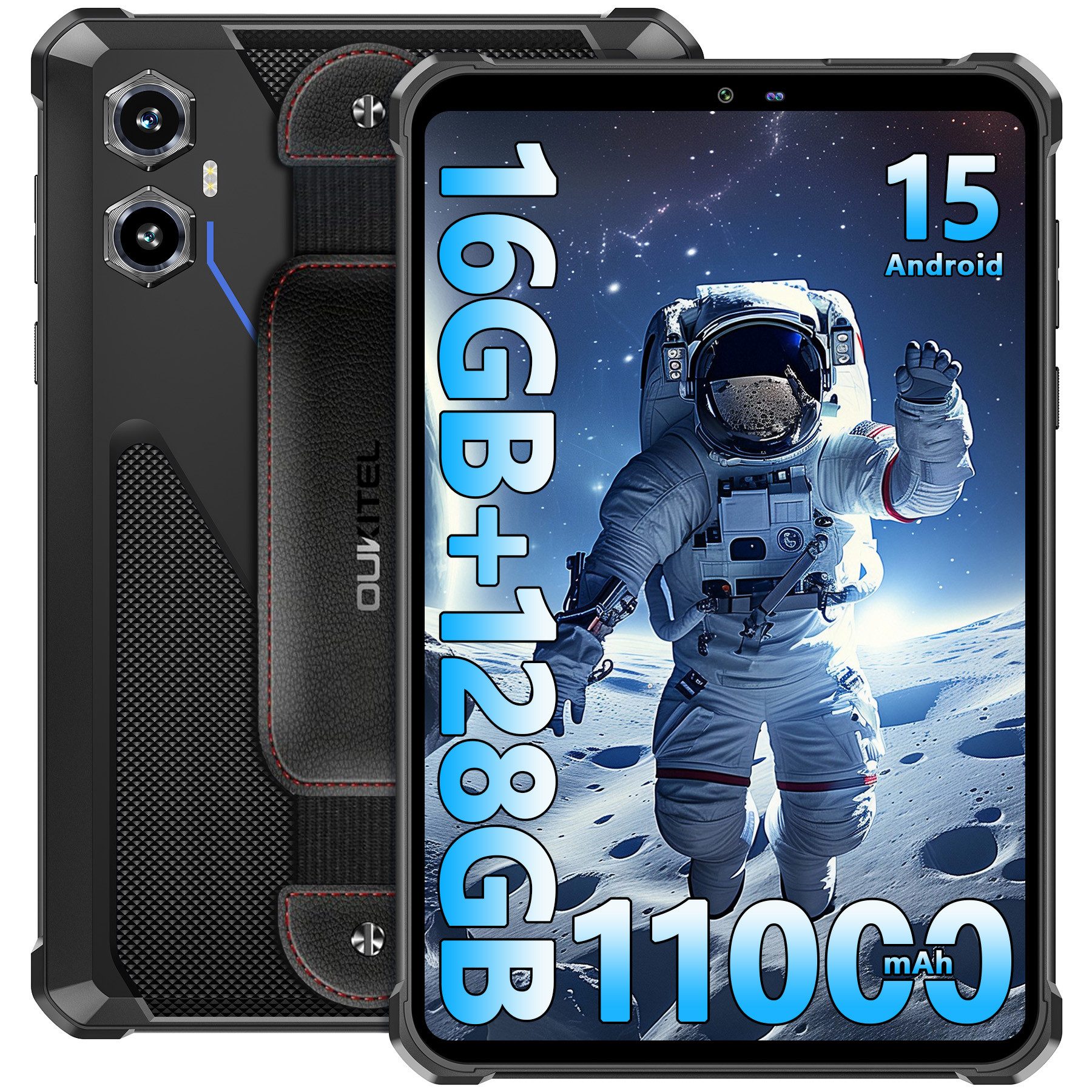 OUKITEL RT3 Plus Android 15, 16GB RAM+128GB ROM (1TB TF), 11000mAh Outdoor Tablet (8", 128 GB, Android 15, 4G, 8,0'' HD Display, 16MP+8MP Kamera, IP68/IP69K, NFC, GPS, 4G Dual SIM)