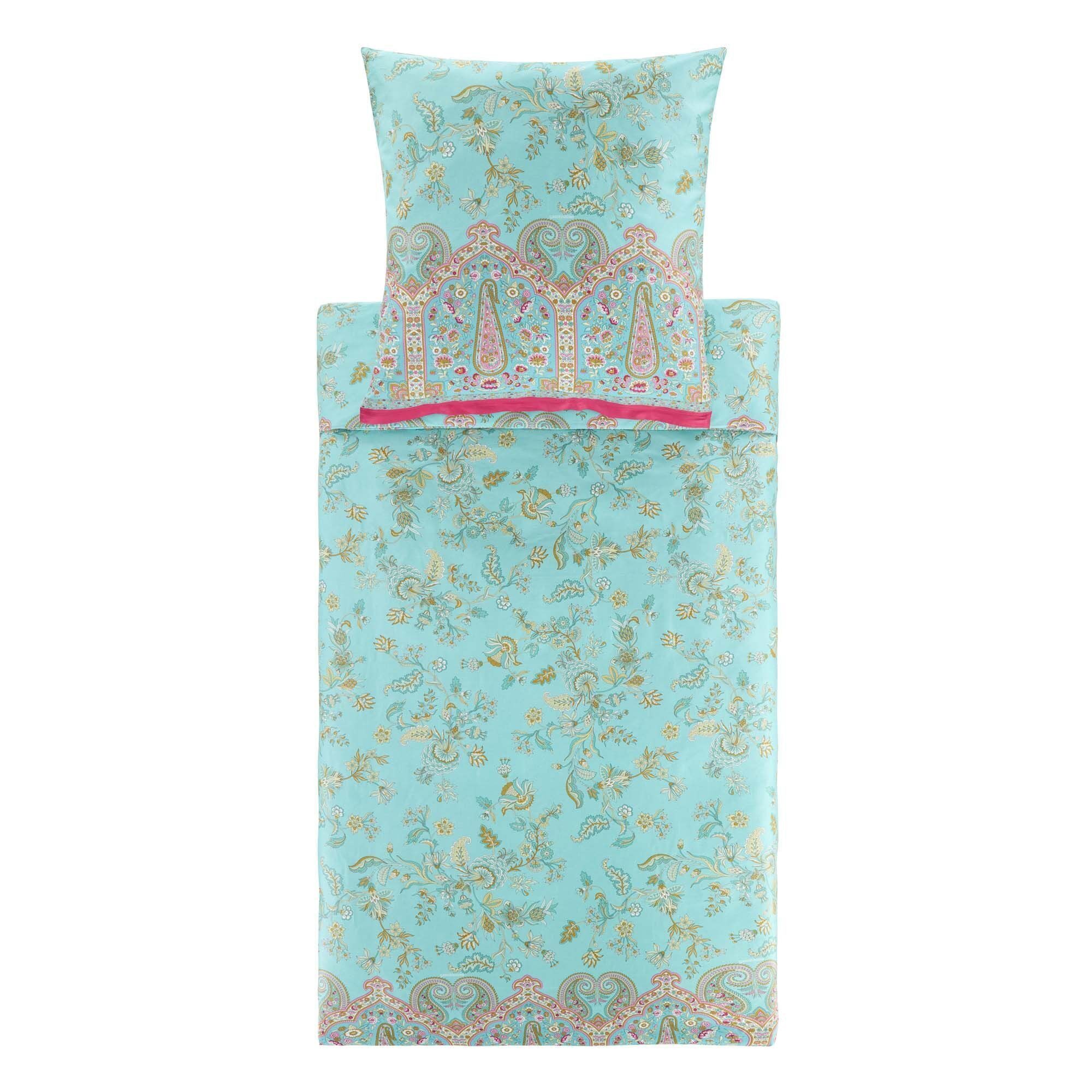 Bettwäsche Bettwäsche Bassetti Mako Satin Indian Roses T1 türkis 200x200