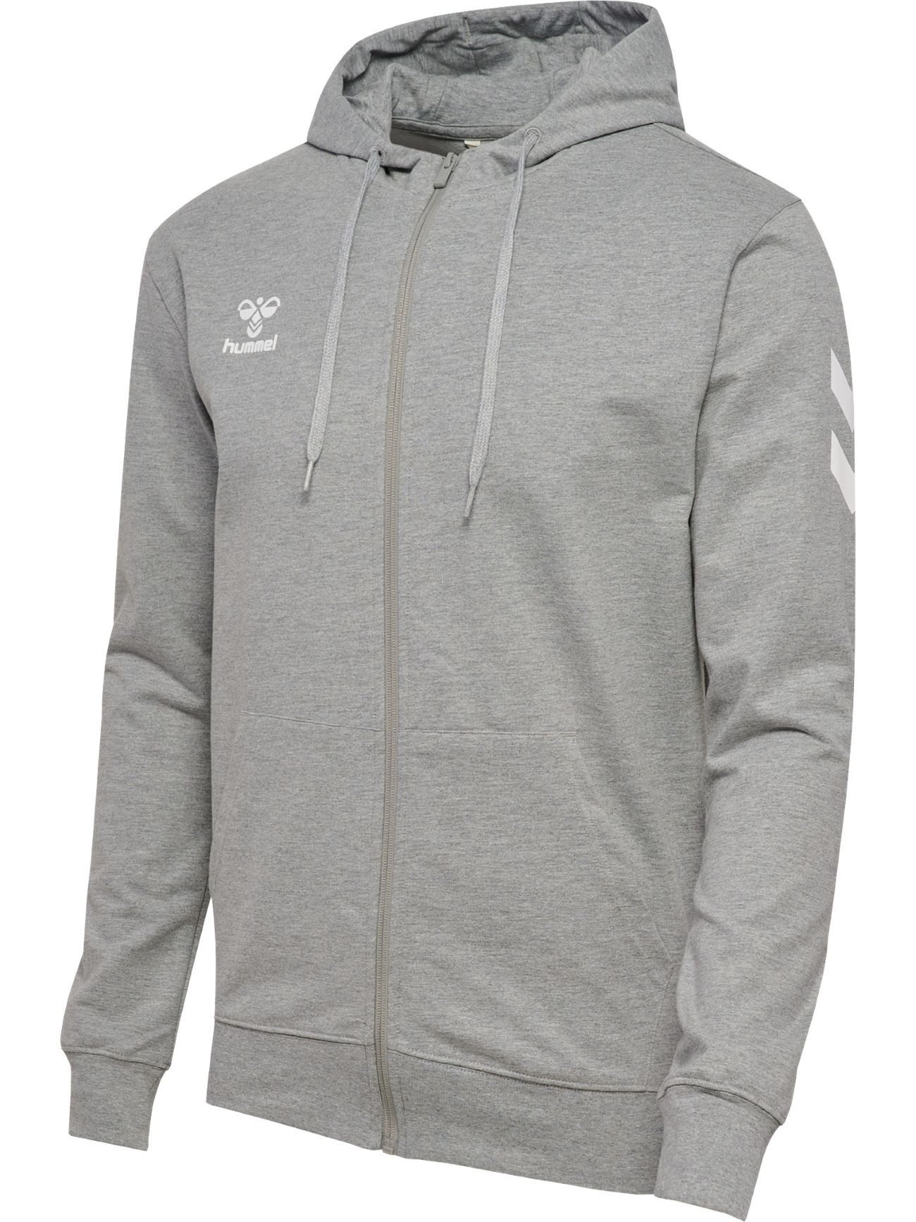 hummel Trainingsjacke hmlGO 2.0 Chevron Full-Zip Hoodie (Baumwolle, mit Kapuze) grau Herren