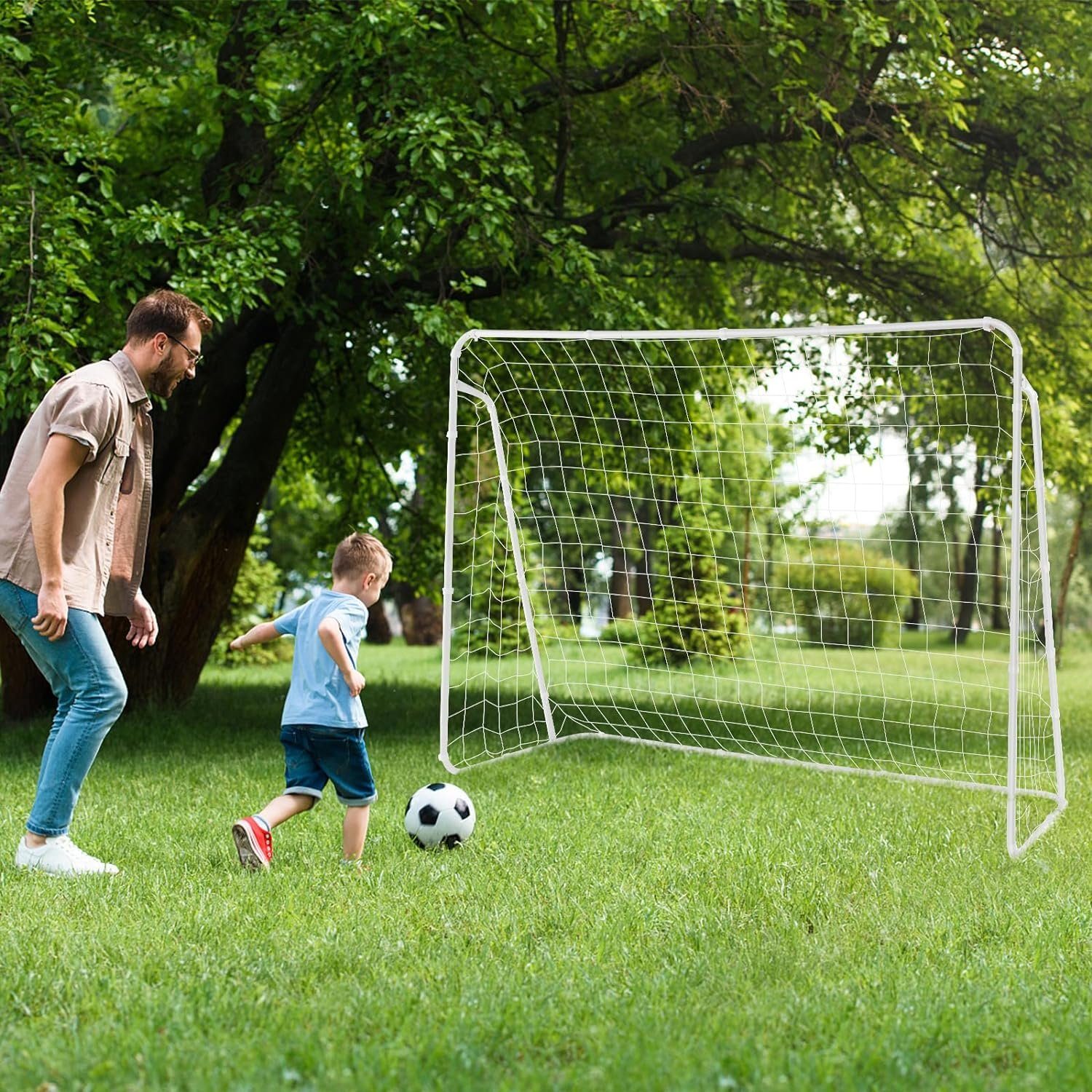 Fußballtor Netz, outdoor, mit 215×76×152cm KOMFOTTEU wetterfest, abriebfestem