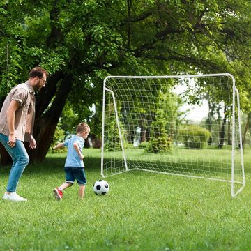KOMFOTTEU Fußballtor outdoor, wetterfest, mit abriebfestem Netz, 215×76×152cm