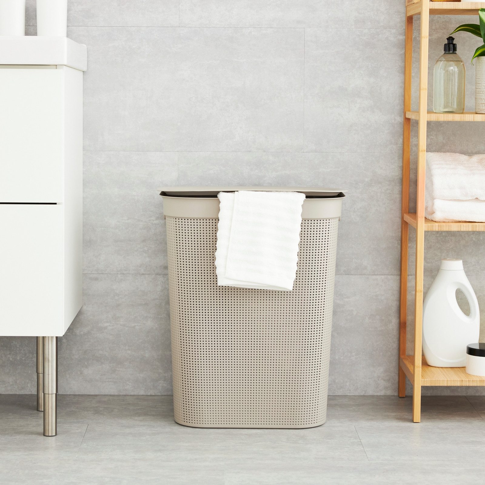 ROTHO Wäschekorb Wäschesammler Brisen 50l mit Deckel (3 St), Luftzirkulatio günstig online kaufen