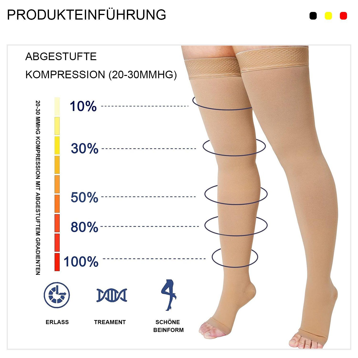 Kompressionsstrümpfe 23-32 Sportstrumpf Oberschenkelhohe MAGICSHE mmHg Natur