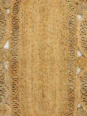 Sisalteppich Juteteppich Liam, carpetfine, rund, Höhe: 13 mm, natürliches Pflanzenmaterial von Hand gewebt, Boho Style