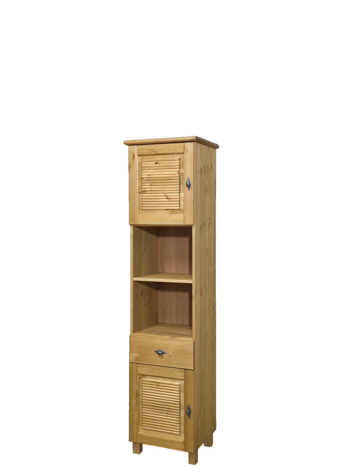 OTTO home Hochschrank Rauna aus massiver Kiefer, Breite 44 cm, Rillenoptik, made in EU