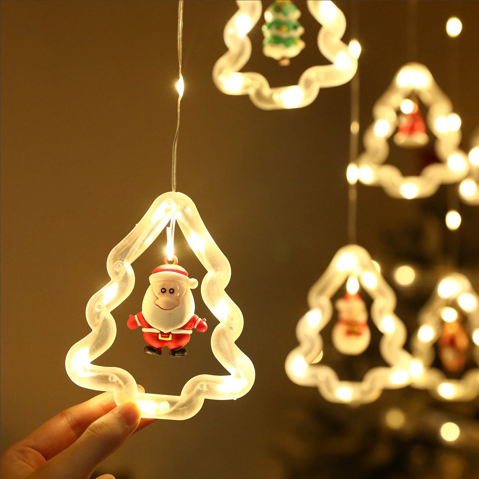 Rosnek LED-Lichtervorhang 3M, 8 Modi, für Schlafzimmer USB Vorhang Haken; Deko Ornamenten / Weihnachten mit Fernbedienung; hängenden Deko, und Fenster Batterie