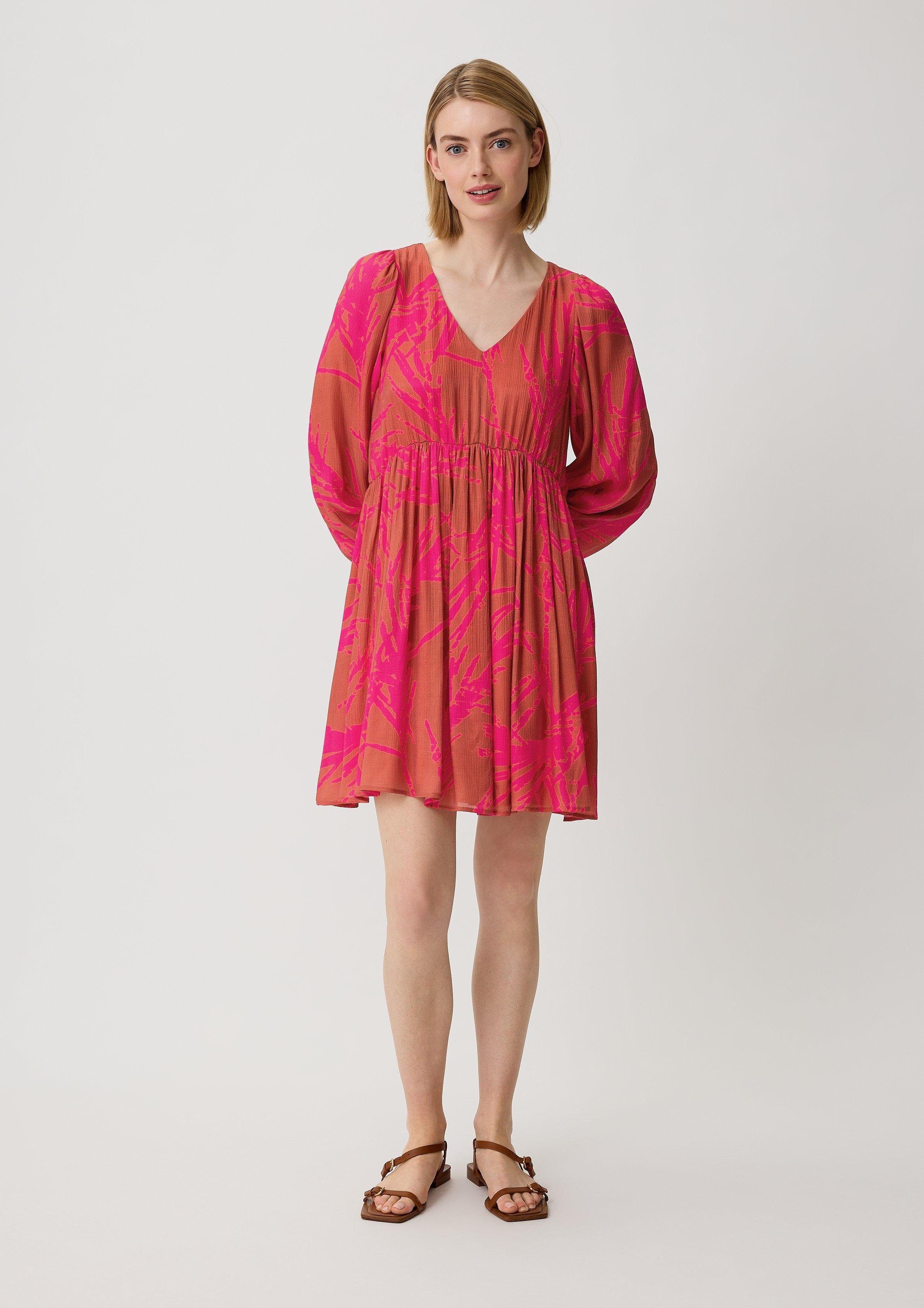 Comma Minikleid Kleid mit Dobby-Struktur Raffung | Kleider