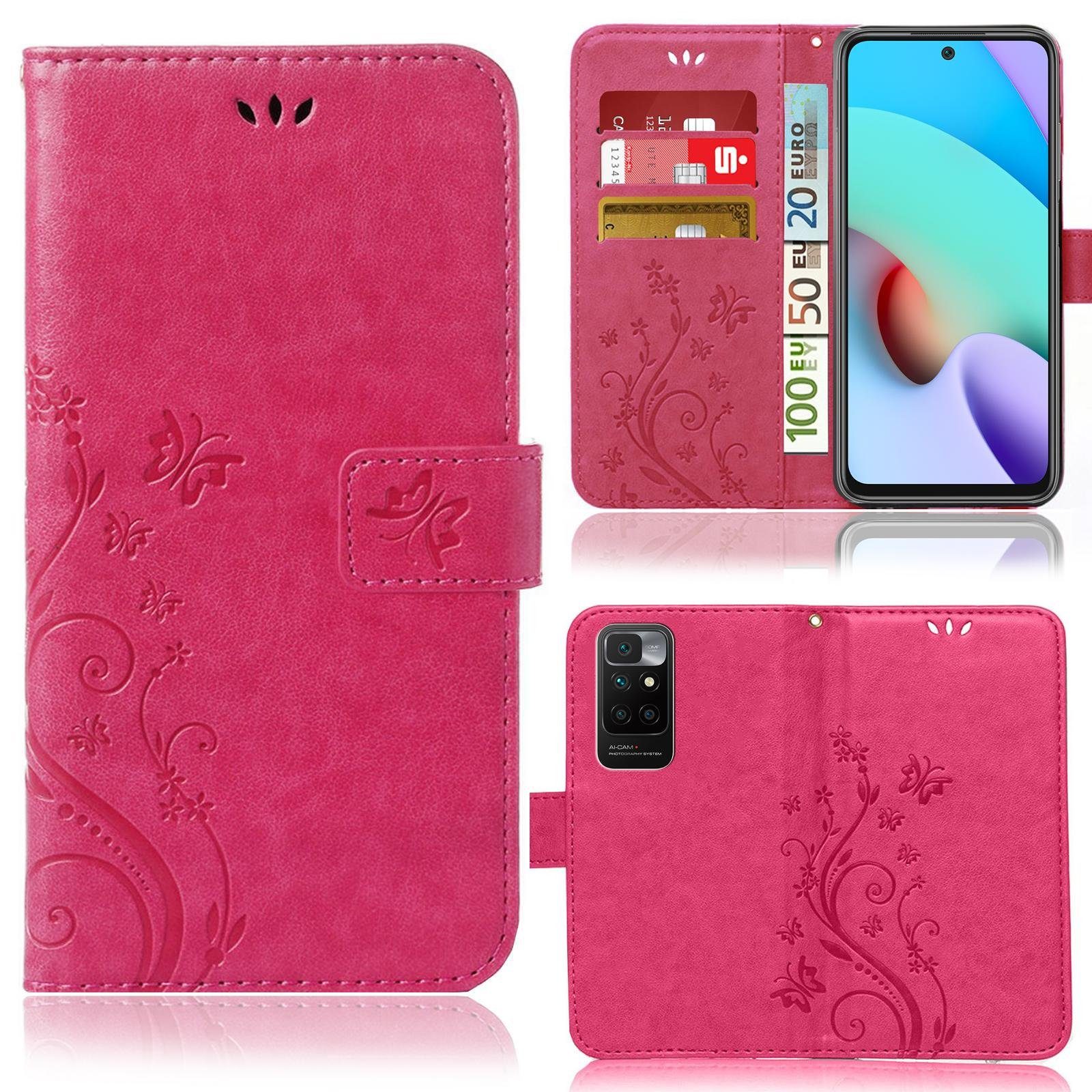 Numerva Handyhülle Bookstyle Flower Handytasche Schutzhülle für Xiaomi Redmi 10, Klapphülle Flip Cover Case Etui