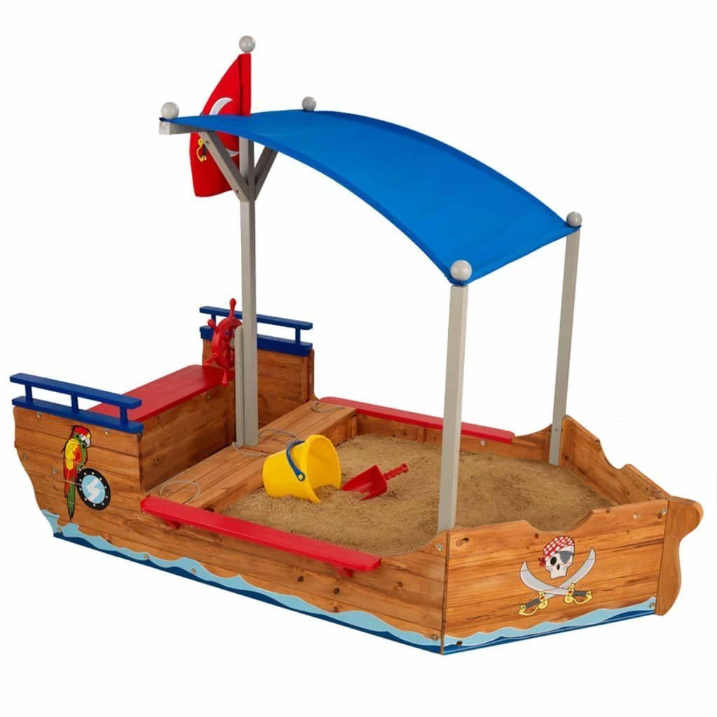 KidKraft Holzsandkasten Outdoor Piratenschiff mit Sandkasten & Dach Holz 00128 