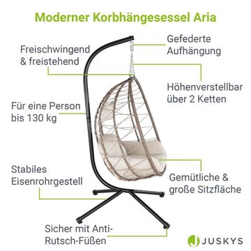 Juskys Hängesessel Aria, höhenverstellbar, weiche Sitzpolster, platzsparend, faltbar