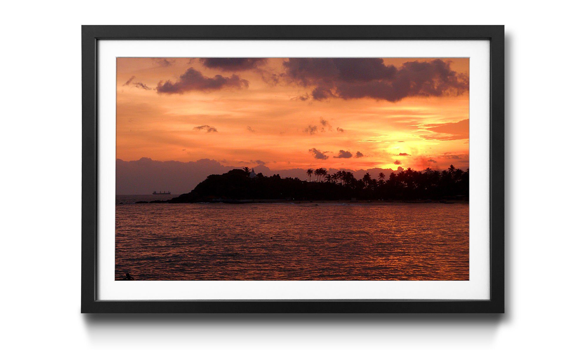 WandbilderXXL Bild mit Rahmen Sri Lanka in 4 Sonnenuntergang, Größen erhältlich Wandbild, Sundown
