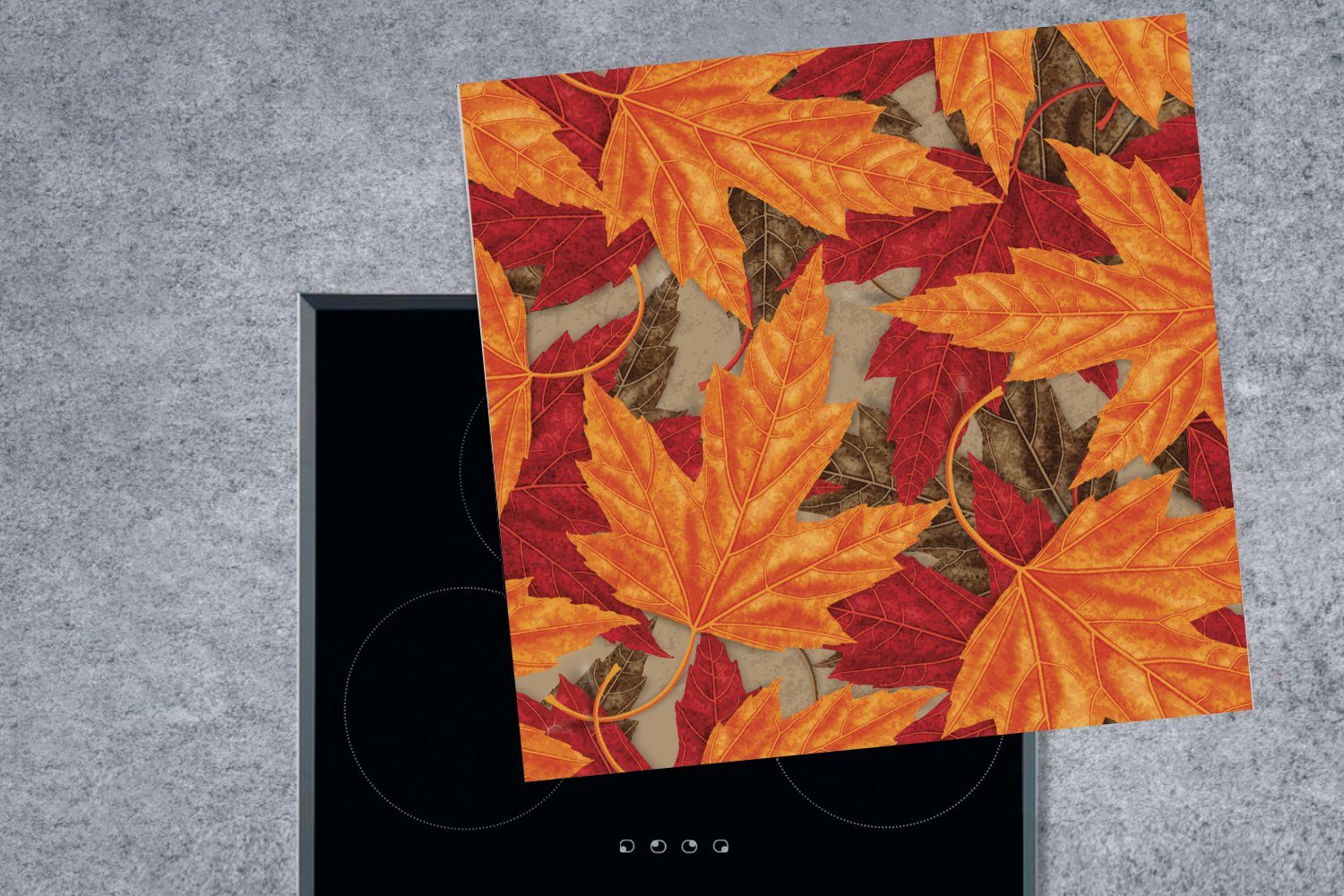 Ceranfeldabdeckung, MuchoWow Muster Rot Orange, Herbst für Herdblende-/Abdeckplatte - (1 tlg), - Arbeitsplatte Vinyl, cm, küche 78x78 -