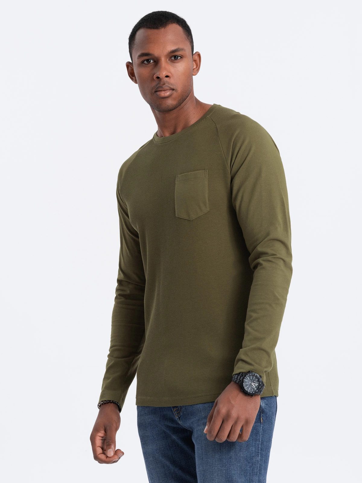 OMBRE Longsleeve Herren-Longsleeve mit "Waffel"-Struktur