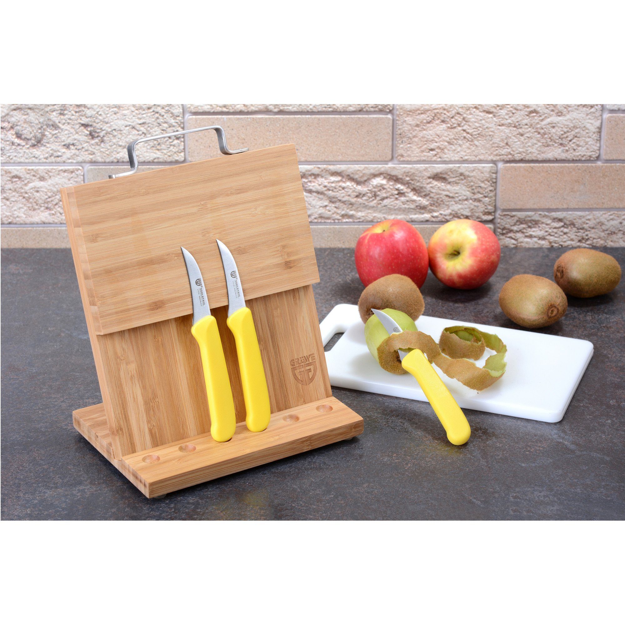 GRÄWE Messerblock GRÄWE Magnet-Messerhalter Gelb, Küchenmessern mit Natur Bambus klein