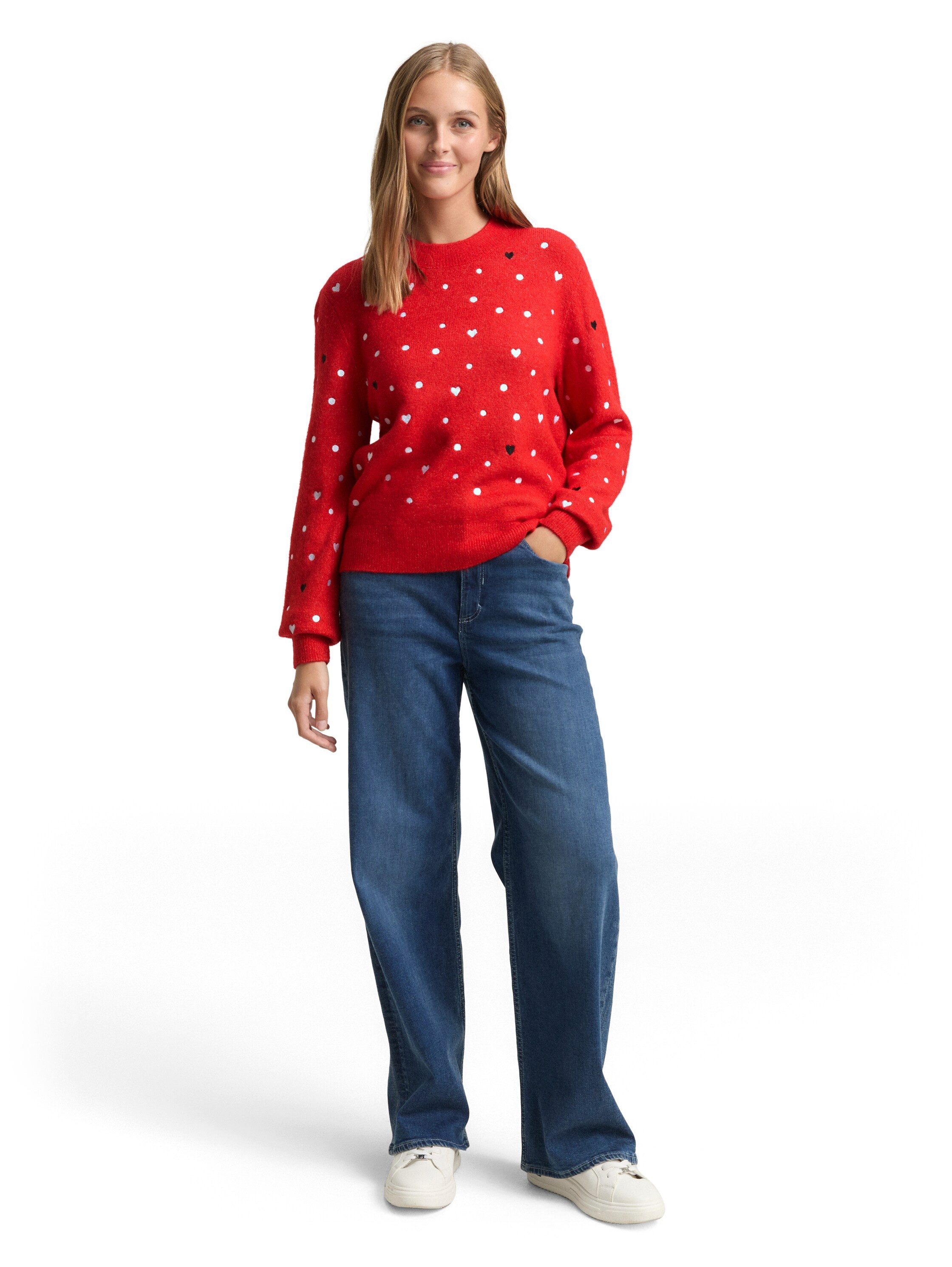 TOM TAILOR Denim Strickpullover mit Stickereien